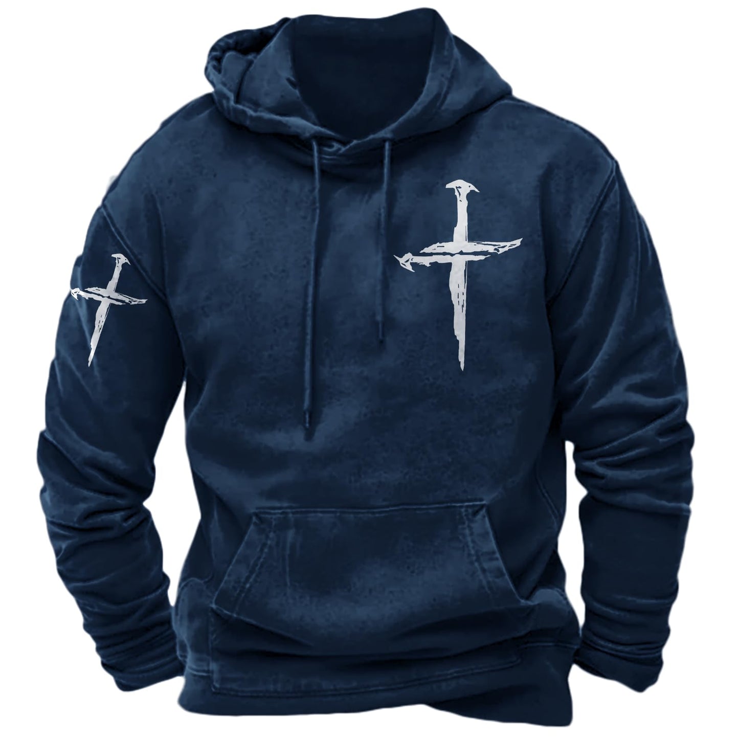 JiffPom Men's Christian Hoodies Pullover Retro Jesus Print Hooded Sweatshirts Casual Long Sleeve Drawstring Faith Hoodies