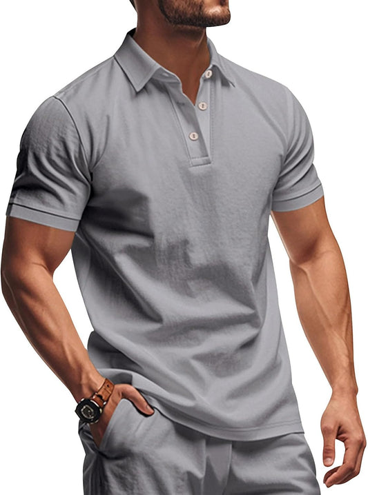gukoo Polo Shirts for Men Lightweight Performance Short Sleeve Summer Tops Casual Collared Moisture Wicking Golf Shirts