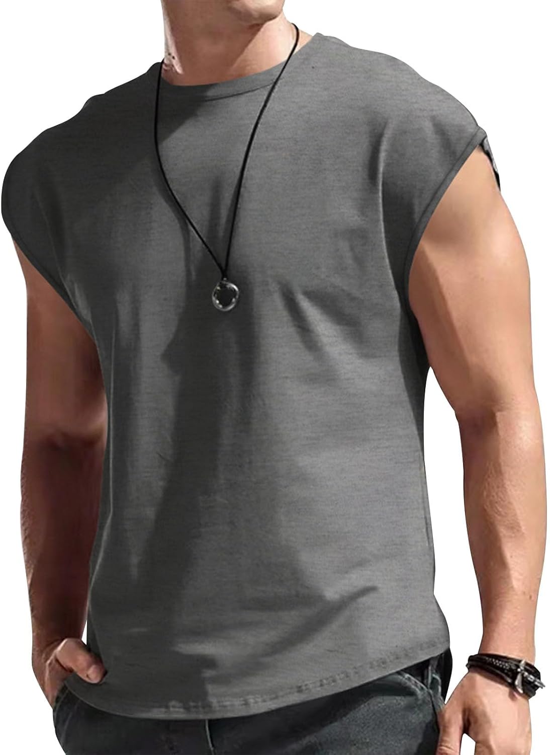 Reigee Mens Sleeveless Tank Tops Workout Shirts Muscle Gym T Shirts Gym Summer Casual Cut Off Tee