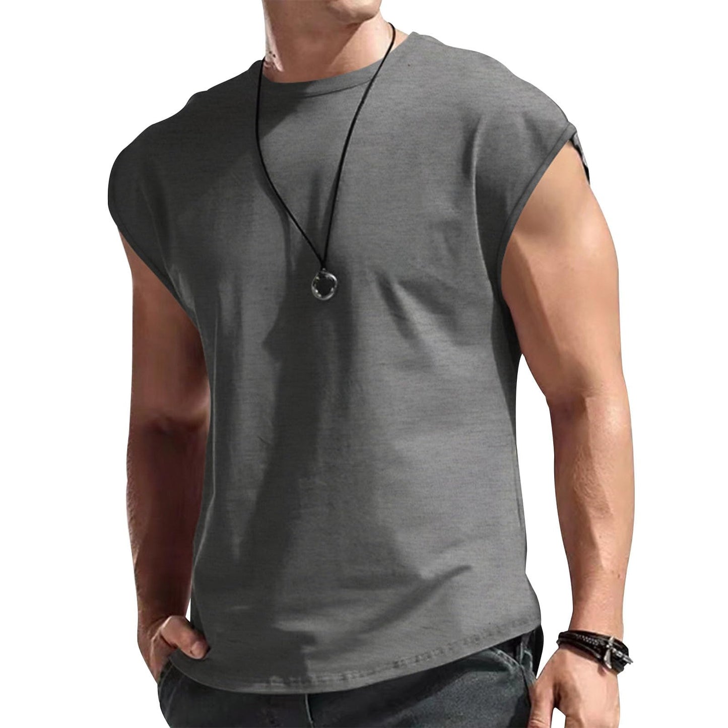 Reigee Mens Sleeveless Tank Tops Workout Shirts Muscle Gym T Shirts Gym Summer Casual Cut Off Tee