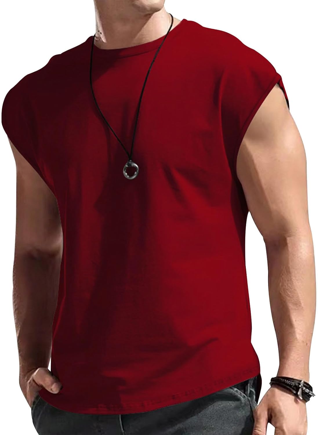 Reigee Mens Sleeveless Tank Tops Workout Shirts Muscle Gym T Shirts Gym Summer Casual Cut Off Tee