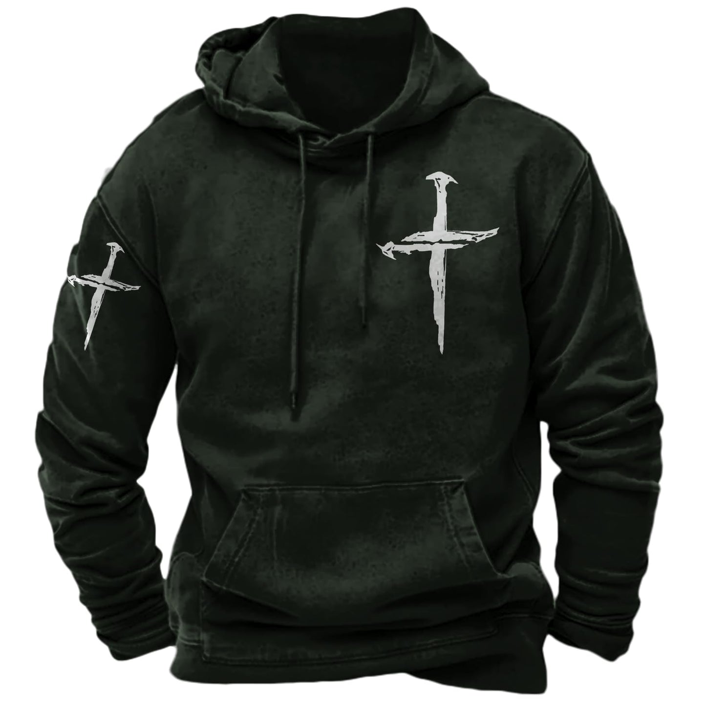 JiffPom Men's Christian Hoodies Pullover Retro Jesus Print Hooded Sweatshirts Casual Long Sleeve Drawstring Faith Hoodies
