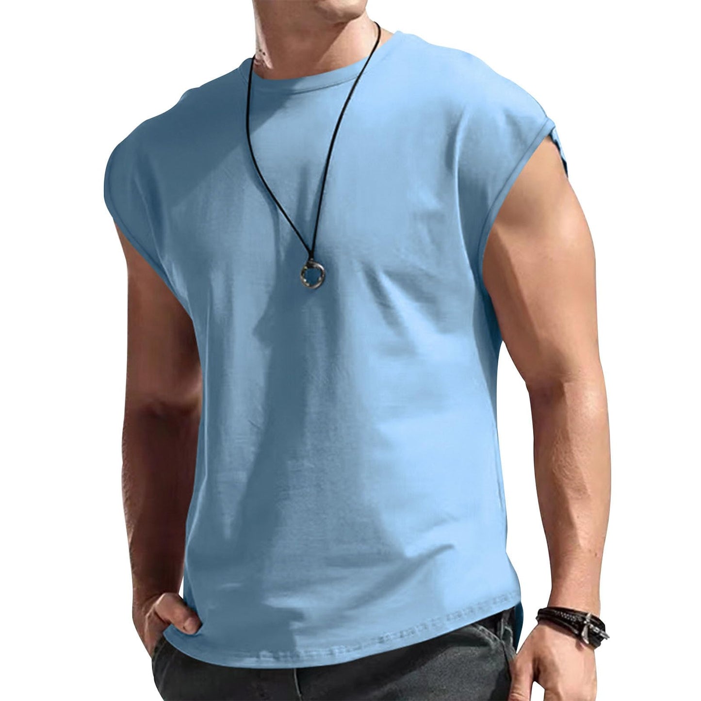 Reigee Mens Sleeveless Tank Tops Workout Shirts Muscle Gym T Shirts Gym Summer Casual Cut Off Tee