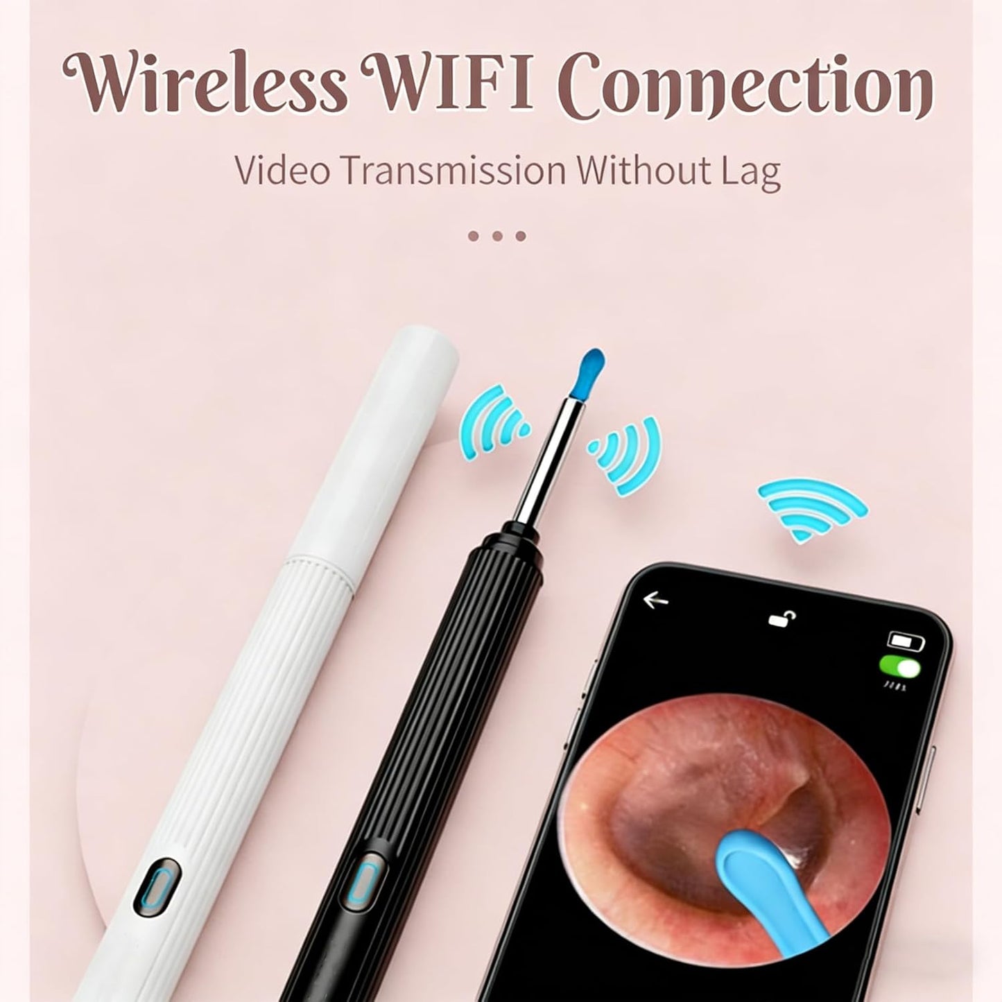 gukoo Ear Wax Removal Kit, 10MP HD Wireless Ear Cleaner with LED Light & Camera, 2-in-1 with Tweezers & Silicone Scoop, IP67 Waterproof (Black, 6 Scoops)