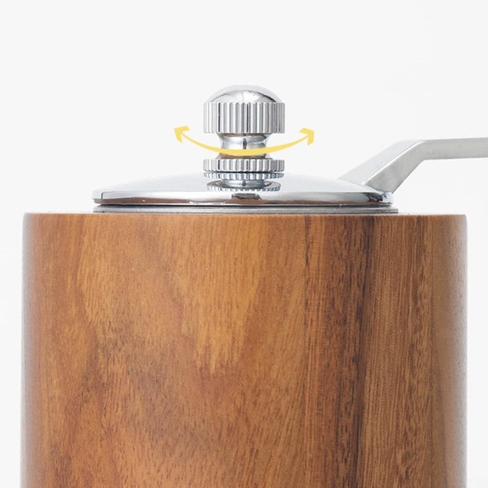 Kribee Adjustable Manual Wooden Salt Pepper Mill for Grinding Fresh Spices, Sea Salt, and Coffee with Construction for Daily Use (S)