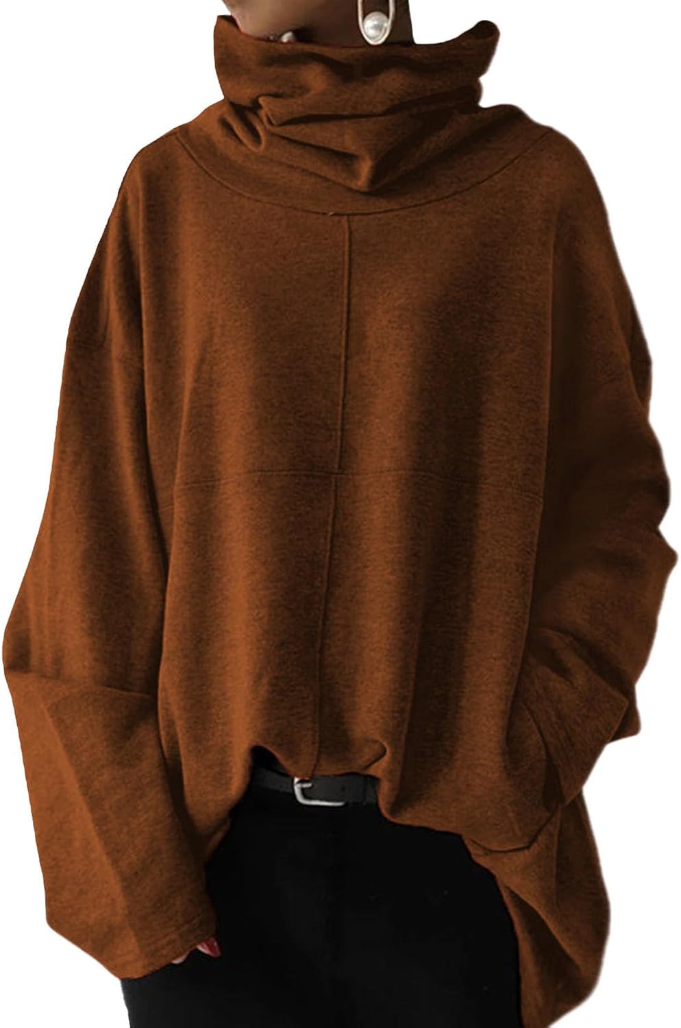 GYMTSL Oversized Turtleneck Sweatshirt for Women Plus Size Long Sleeve Pullover Casual Trendy High Neck Mock Neck Tops