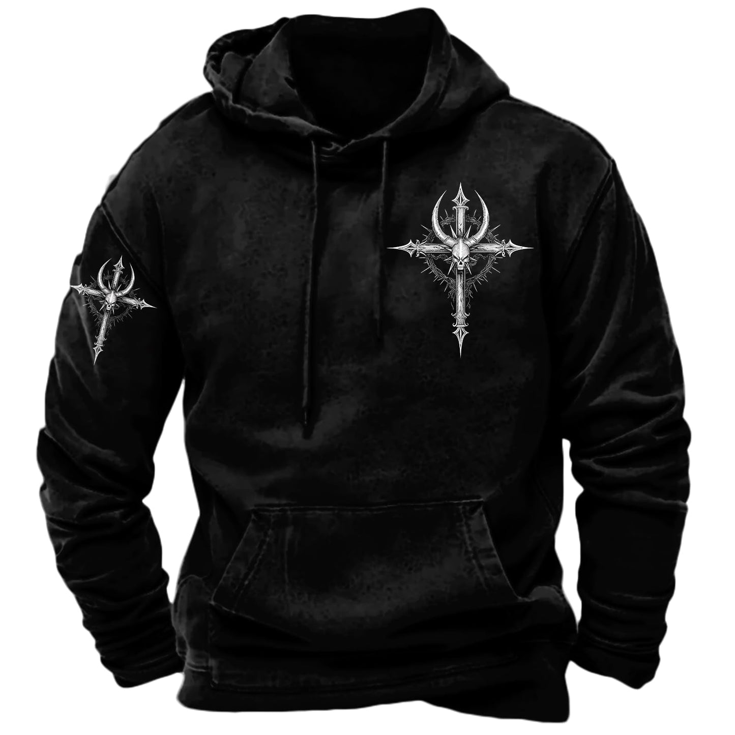 JiffPom Men's Christian Hoodies Pullover Retro Jesus Print Hooded Sweatshirts Casual Long Sleeve Drawstring Faith Hoodies