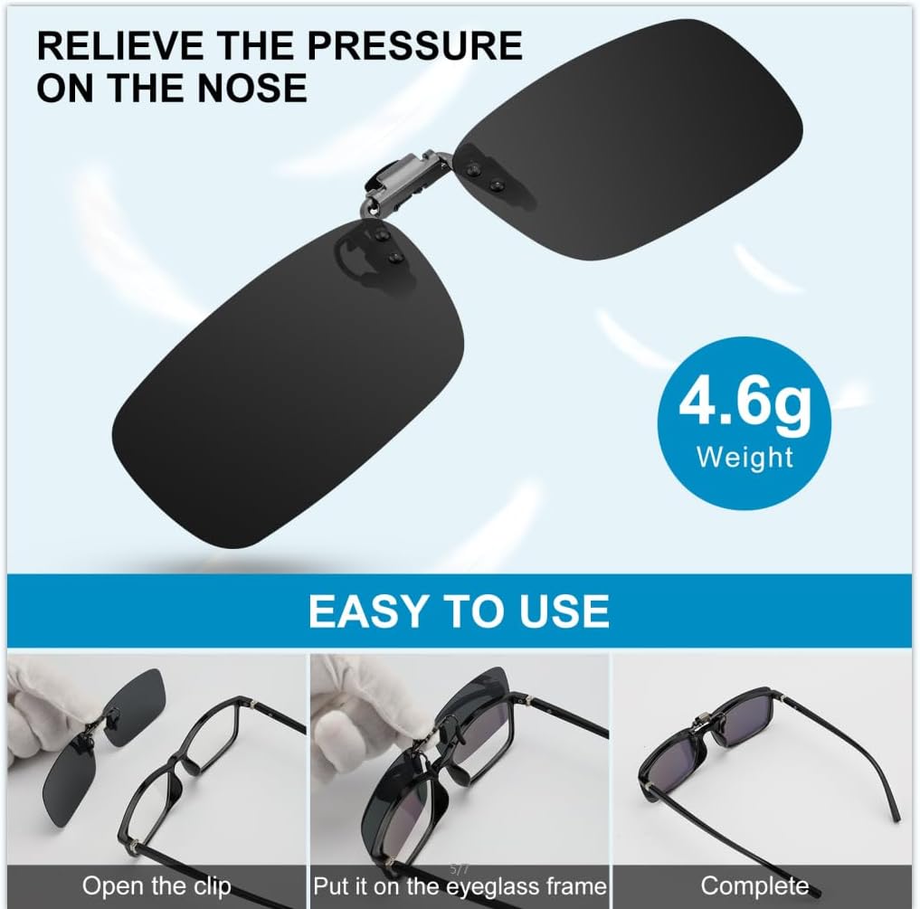 NAVARCH Clip on Sunglasses Polarized Flip up Sunglasses Unisex Super Light for Glasses Outdoor/Driving/Fishing
