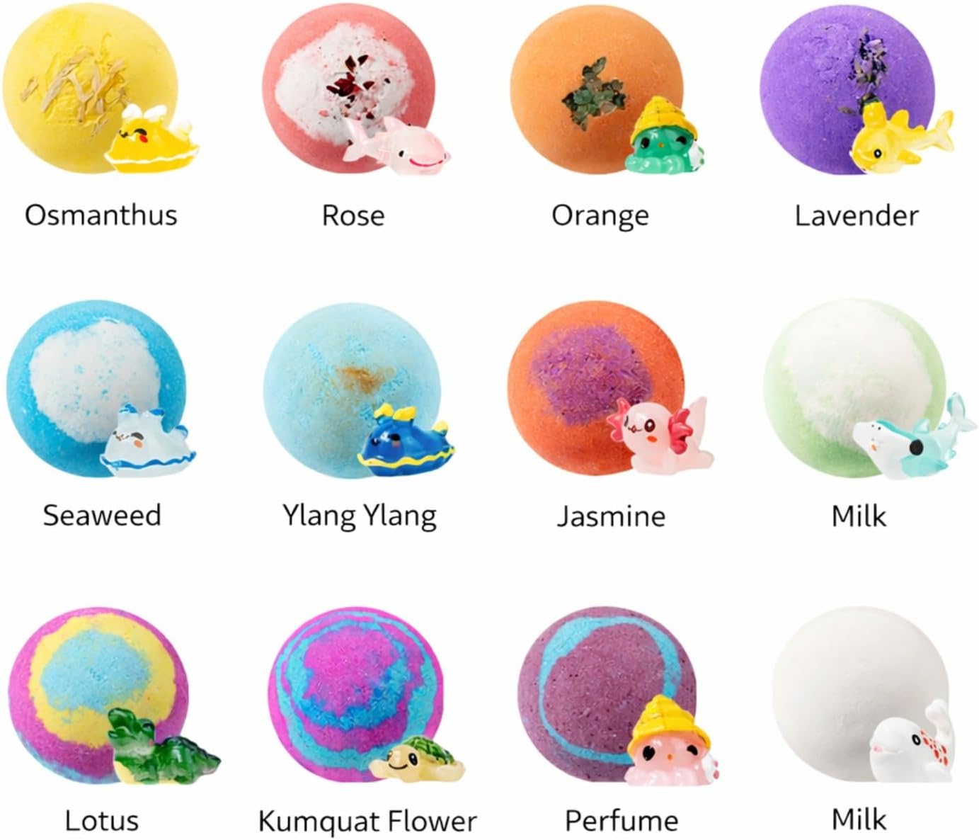 Kribee Bath Bombs with Surprise Inside - 6/12 Pack Organic Bubble Fizzy with Toys, Natural Sea Salt Color Changing Bath Balls - Dinosaur Egg、Animal、Ocean Theme Bath Fizzies (Green 12pcs)