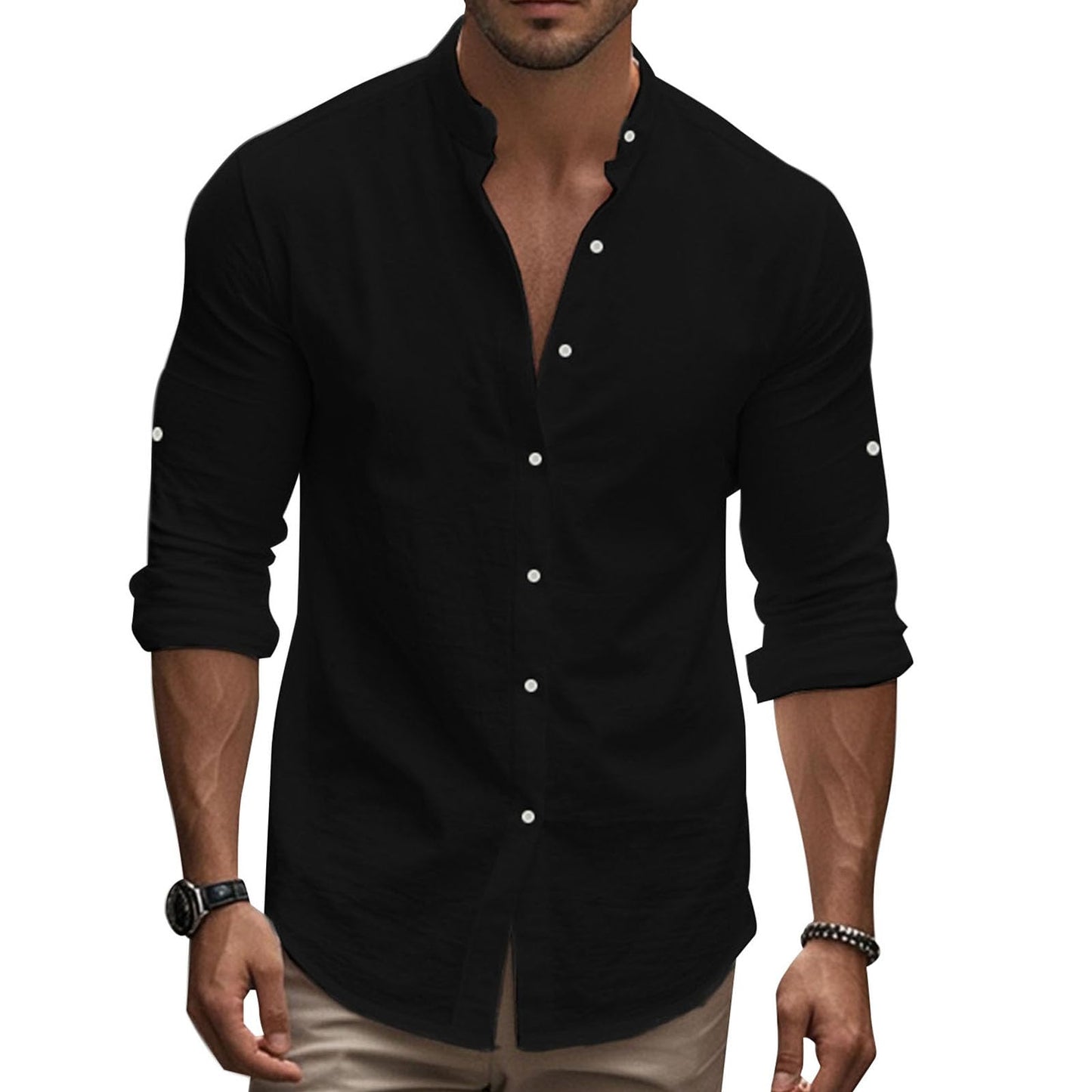 GYMTANK Mens Golf Shirts V Neck Pullover Button Down Collar Long Sleeve Business Casual Hippie Summer Beach Workout Tops