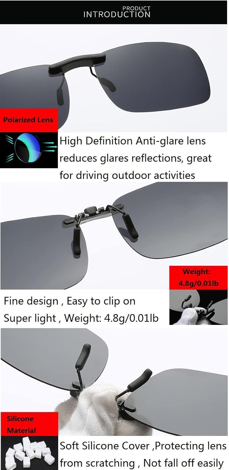 NAVARCH Unisex Polarized Clip Style Sunglasses for Eyeglasses-Clip on Sunglasses for Glasses Outdoor/Driving/Fishing