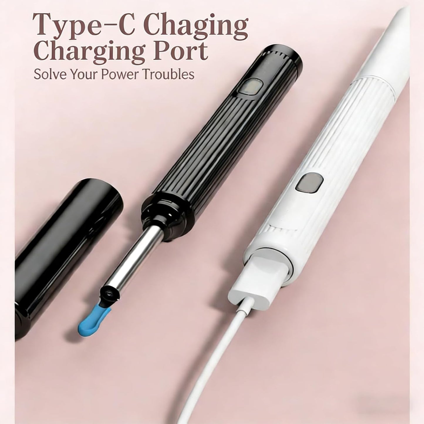 gukoo Ear Wax Removal Kit, 10MP HD Wireless Ear Cleaner with LED Light & Camera, 2-in-1 with Tweezers & Silicone Scoop, IP67 Waterproof (Black, 6 Scoops)