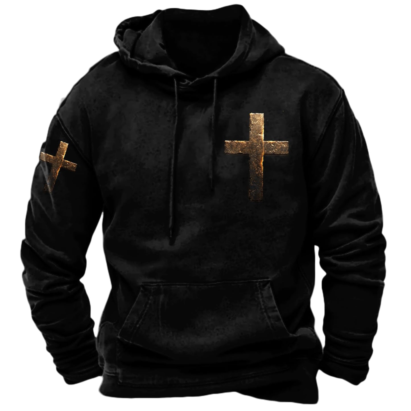 JiffPom Men's Christian Hoodies Pullover Retro Jesus Print Hooded Sweatshirts Casual Long Sleeve Drawstring Faith Hoodies
