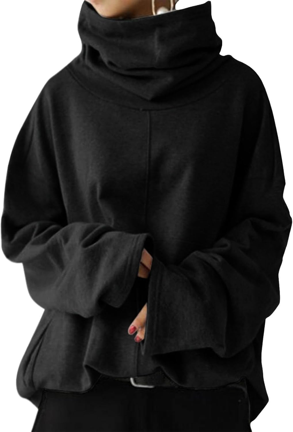 GYMTSL Oversized Turtleneck Sweatshirt for Women Plus Size Long Sleeve Pullover Casual Trendy High Neck Mock Neck Tops