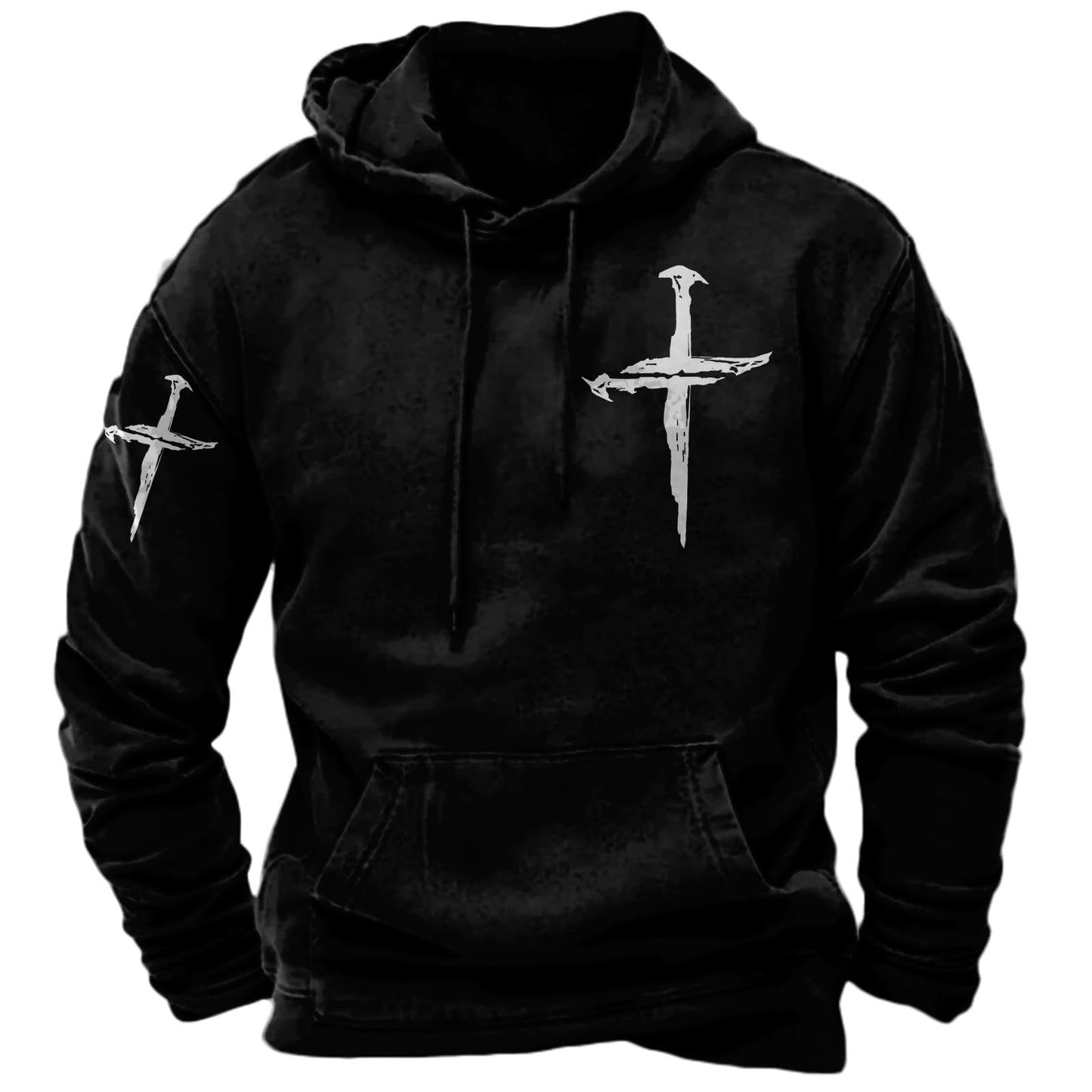 JiffPom Men's Christian Hoodies Pullover Retro Jesus Print Hooded Sweatshirts Casual Long Sleeve Drawstring Faith Hoodies