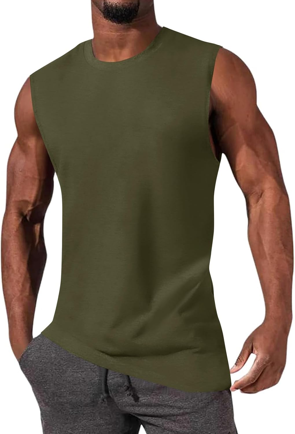 JiffPom Mens Gym Workout Sleeveless T-Shirts Casual Tank Tops Muscle Cut Off Shirts