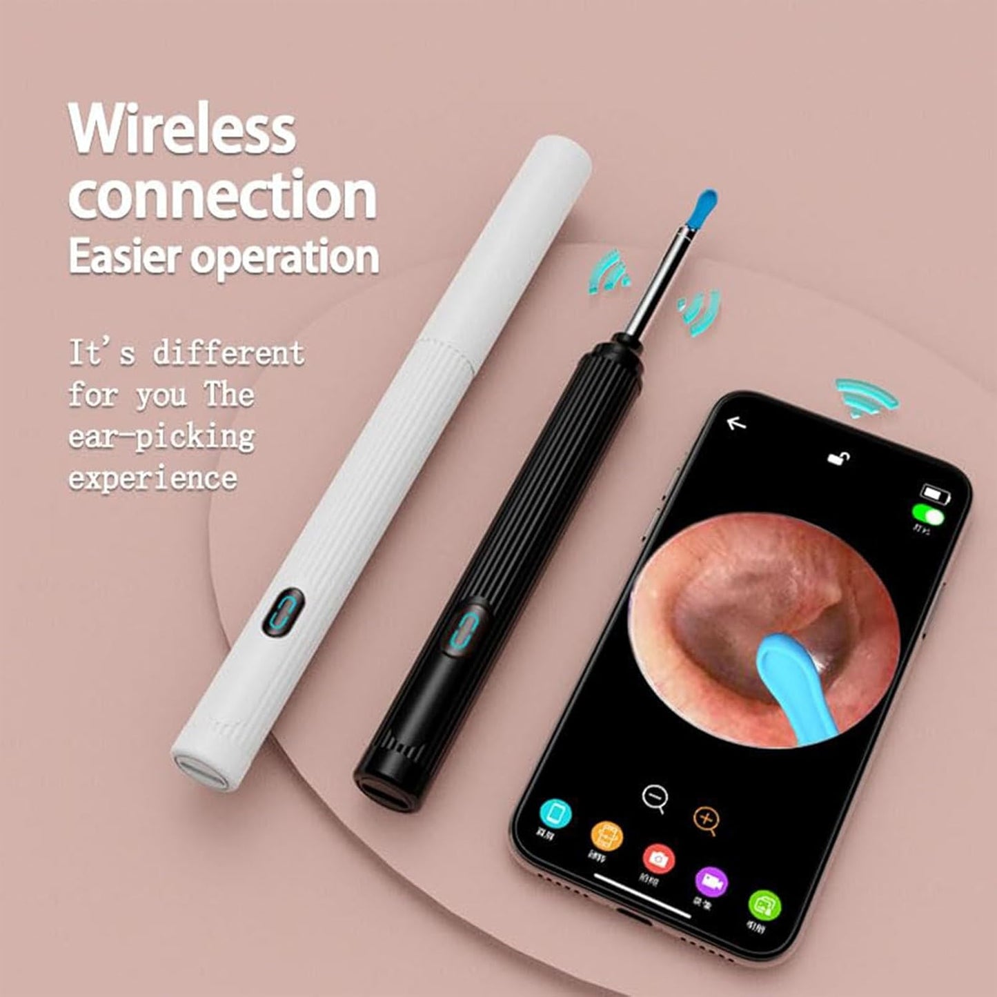 Kribee 10MP HD Ear Cleaner with Camera – 2-in-1 Ear Wax Removal Camera Tool with Precision Tweezers & Silicone Scoop, LED Lights, IP67 Waterproof, Wireless and Easy to Use (Black)