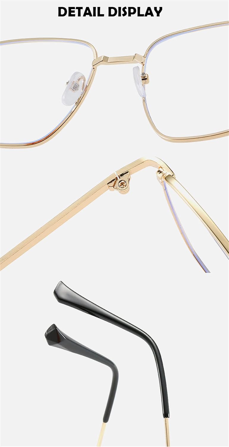 Embryform Blue Light Blocking Glasses women Retro metal square Eyeglasses Non-Prescription for Men Women
