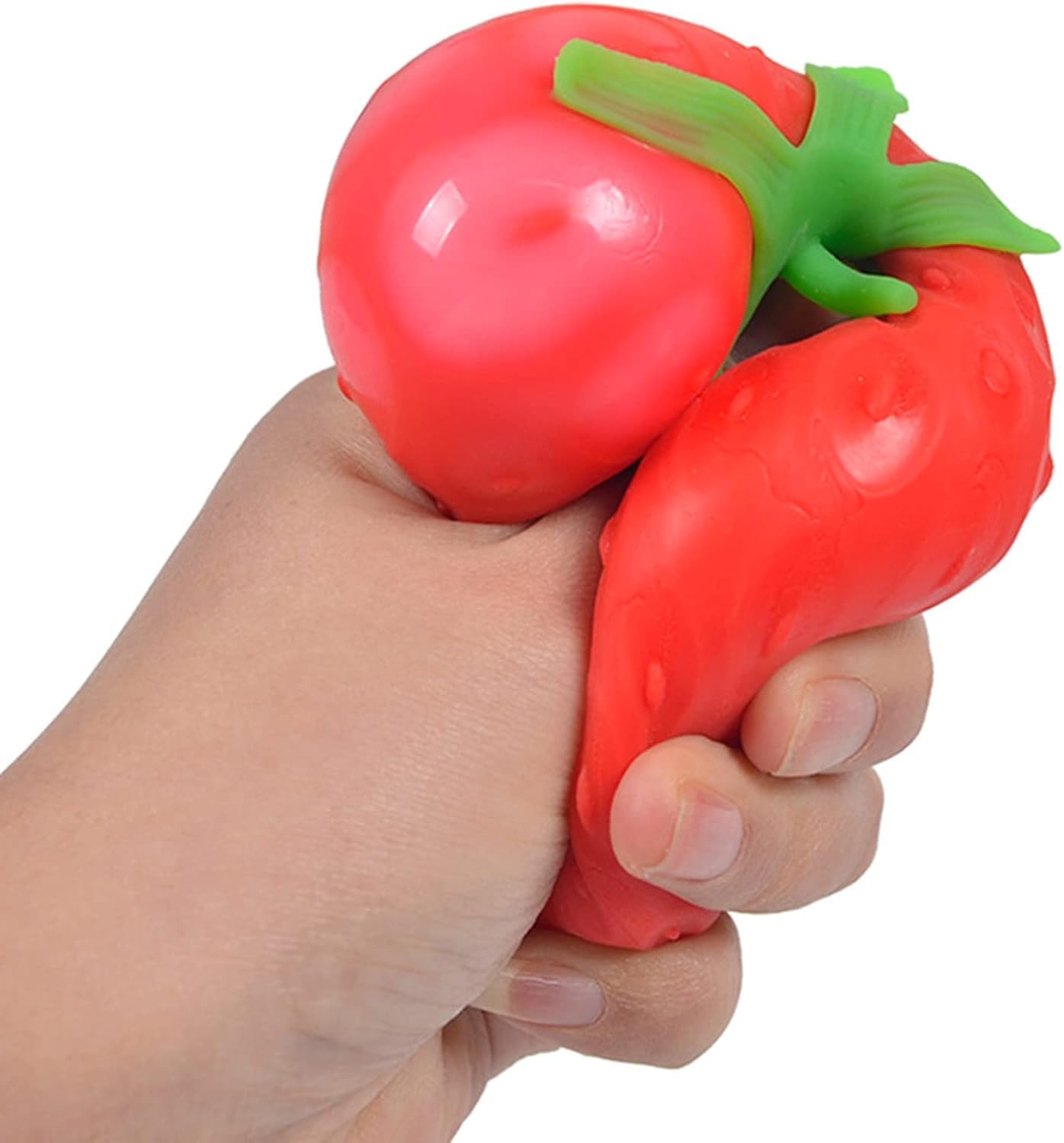 Kribee Strawberry Squeeze Toy, Realistic Strawberry Stress Ball, Squeezable Toy Fruit Ball,Party Favor Slow Rise Pressure Release Toy Adults (1 pcs)