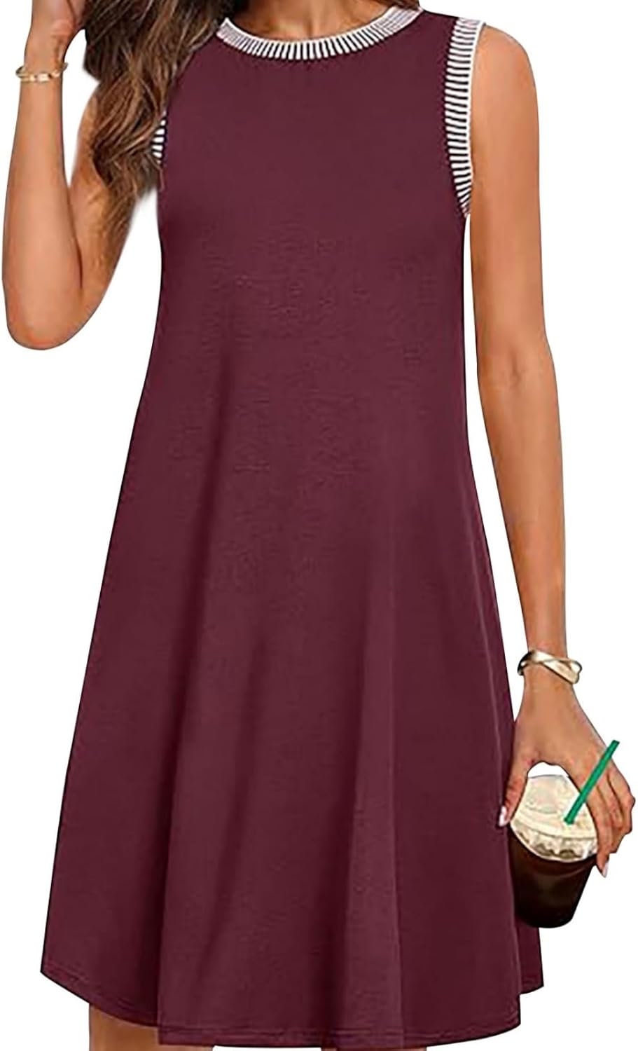 GYMBULL Summer Spring Fashion Casual Sundress for Women 2025 Beach Vacation Sleeveless Tank Crewneck Coverup Midi Dresses