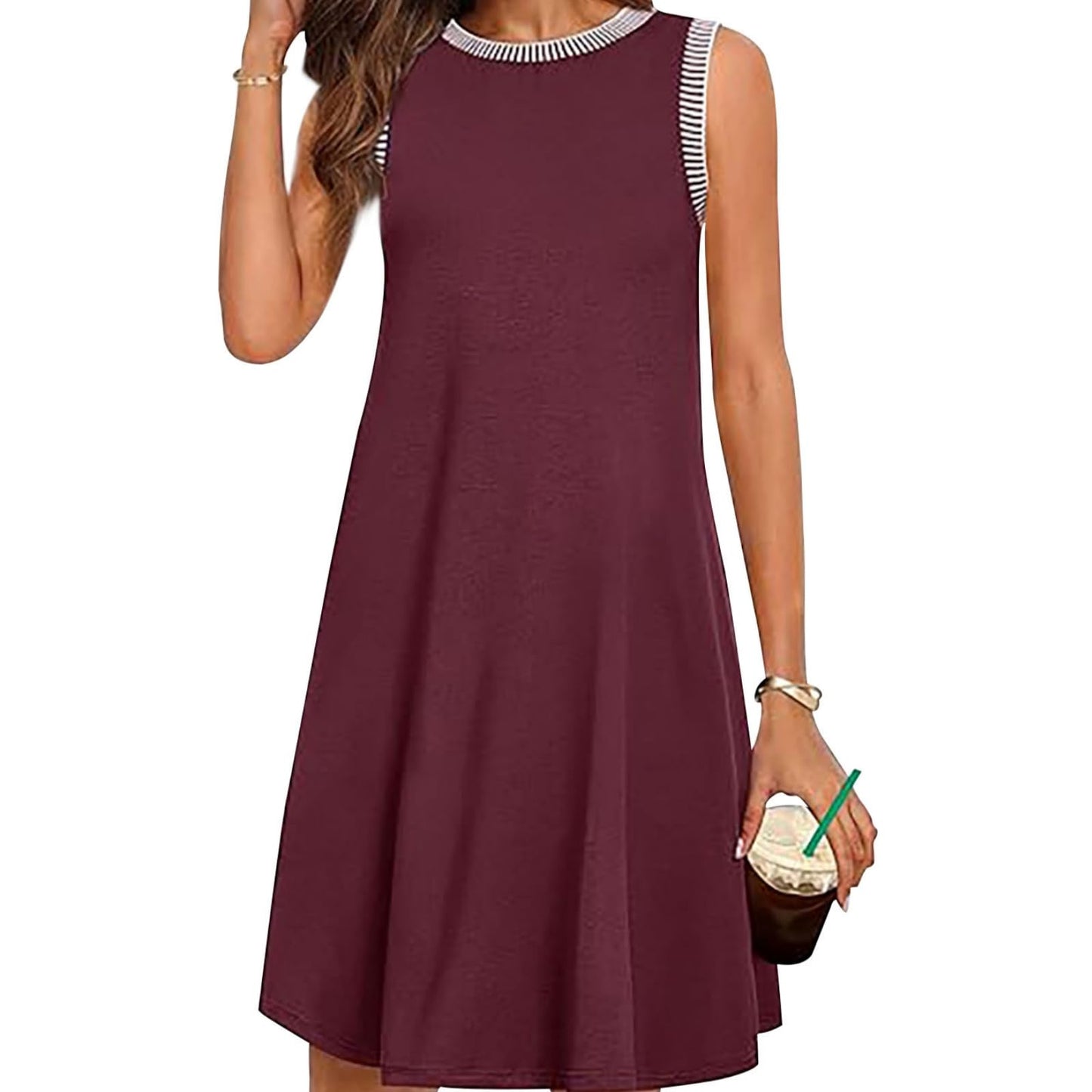 GYMBULL Summer Spring Fashion Casual Sundress for Women 2025 Beach Vacation Sleeveless Tank Crewneck Coverup Midi Dresses