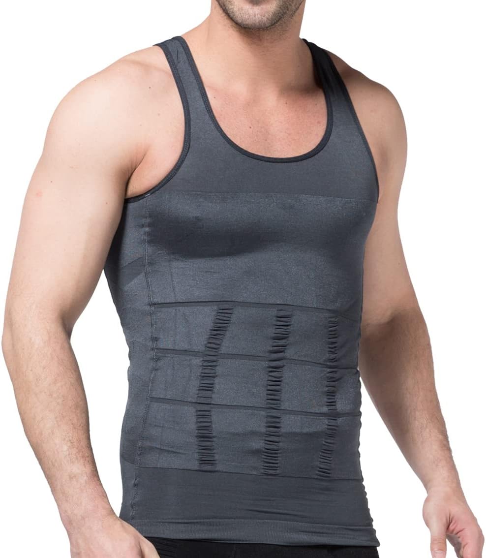 TOFOX Mens Slimming Body Shaper Vest Shirt Abdomen Slim Compression Muscle Tank