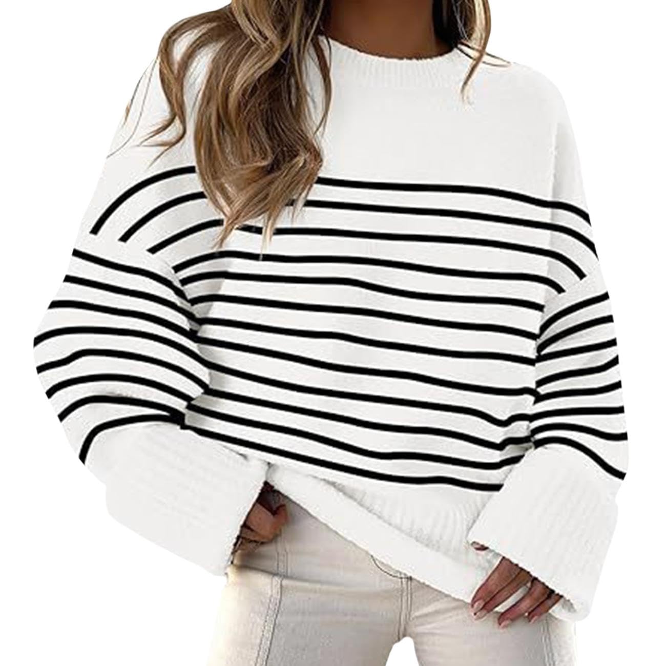 GYMTANK Sweater for Women 2025 Fall Winter Solid Crew Neck Long Sleeve Casual Loose Pullover Oversize Chunky Sweater