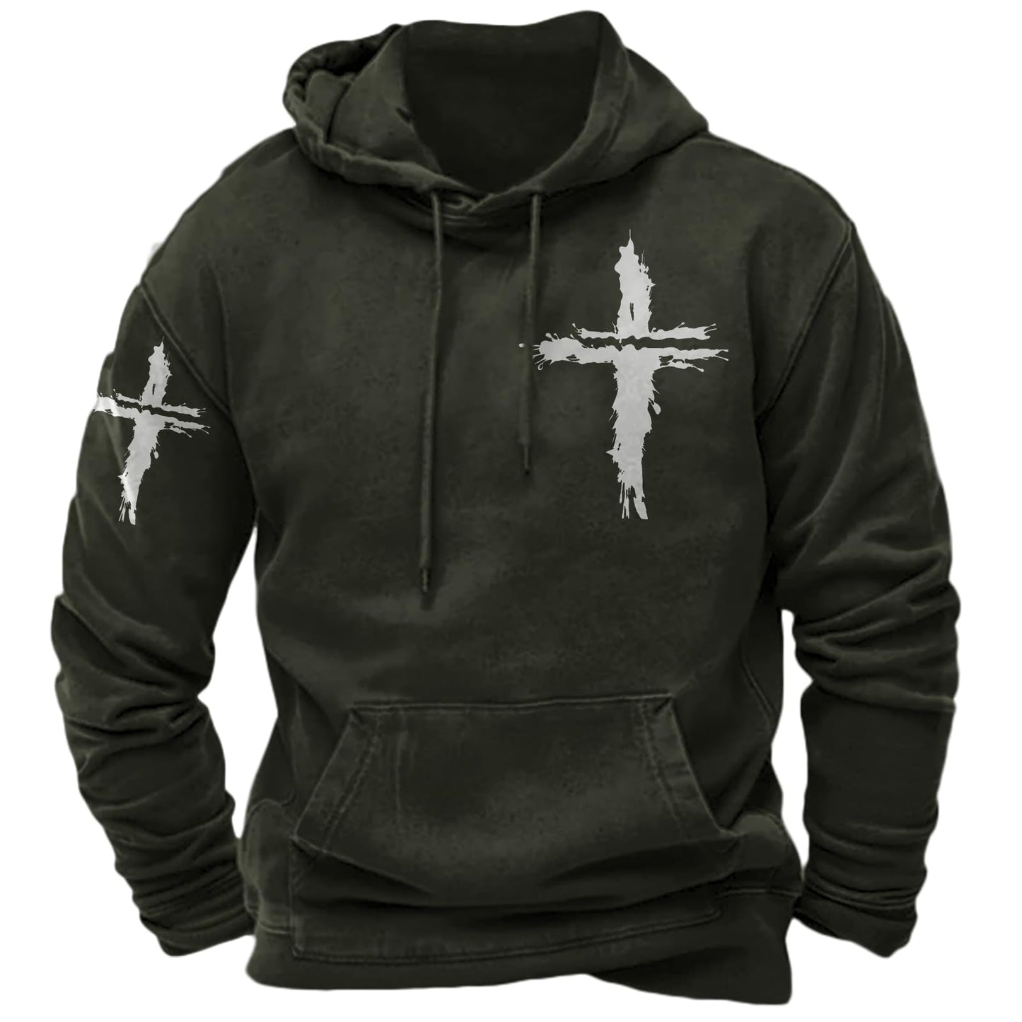 JiffPom Men's Christian Hoodies Pullover Retro Jesus Print Hooded Sweatshirts Casual Long Sleeve Drawstring Faith Hoodies