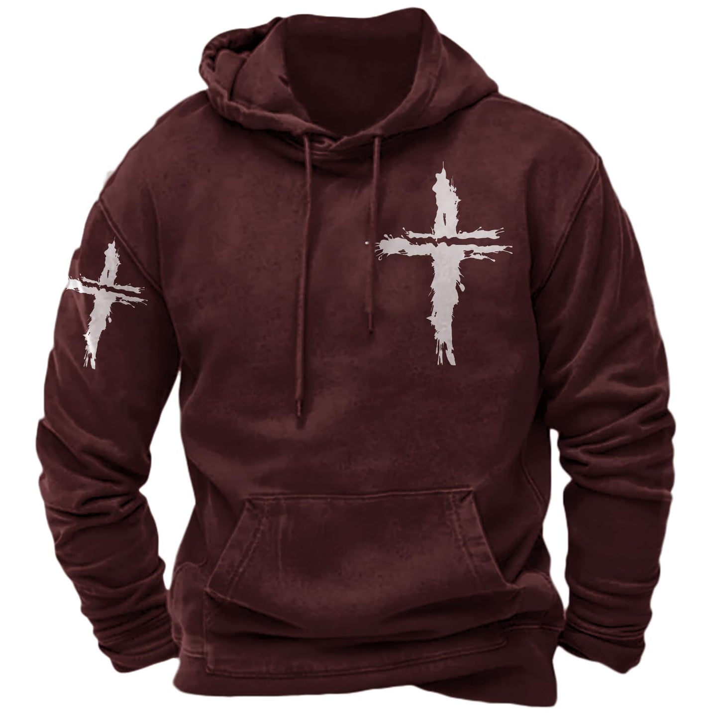 JiffPom Men's Christian Hoodies Pullover Retro Jesus Print Hooded Sweatshirts Casual Long Sleeve Drawstring Faith Hoodies