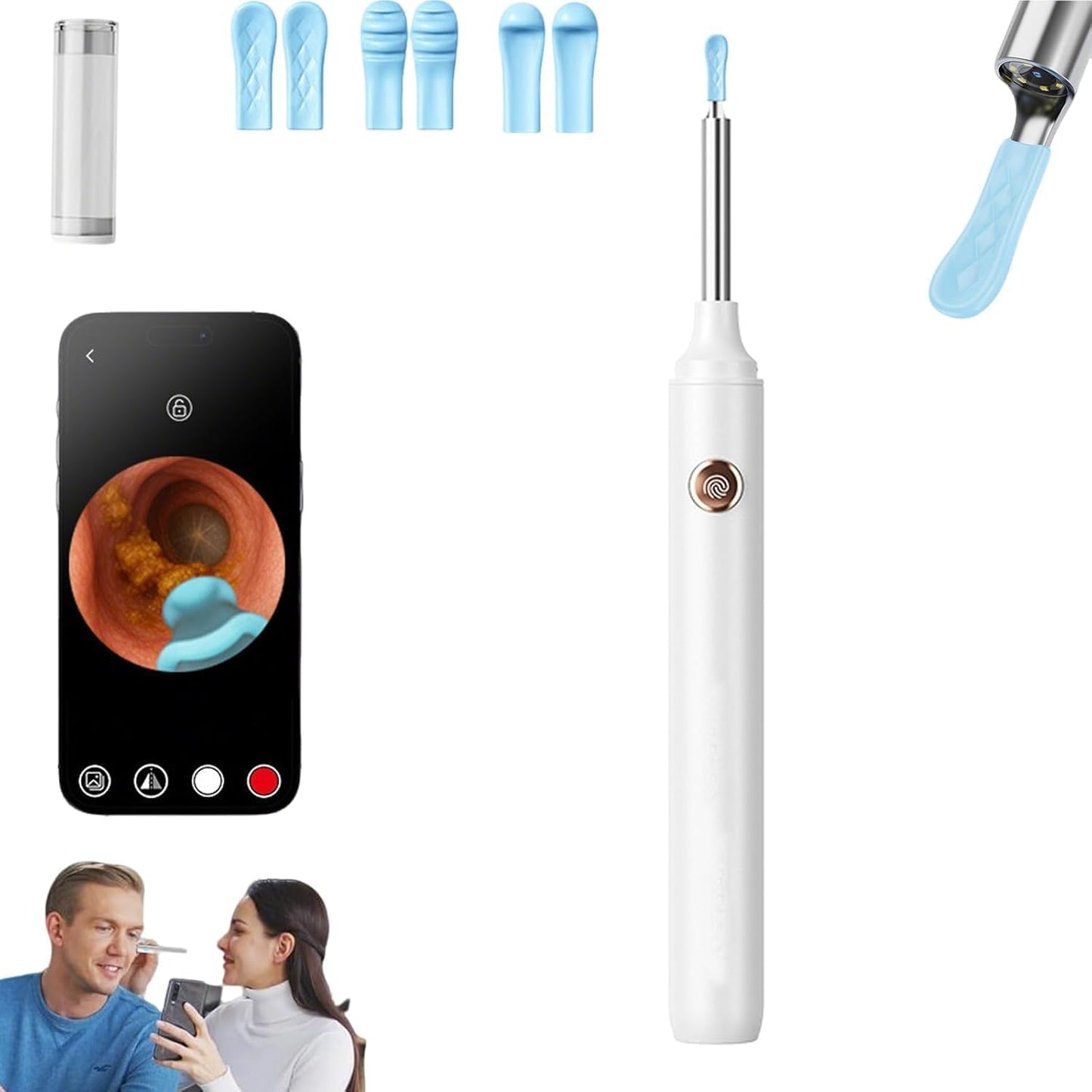 gukoo Ear Camera and Wax Remover,Ear Cleaner Ear Wax Remover,Ear Wax Removal Camera,Ear Cleaner with Camera,Earwax Removal kit with Camera,high Suction Power Electric Silicone Ear Vacuum with Light-Black