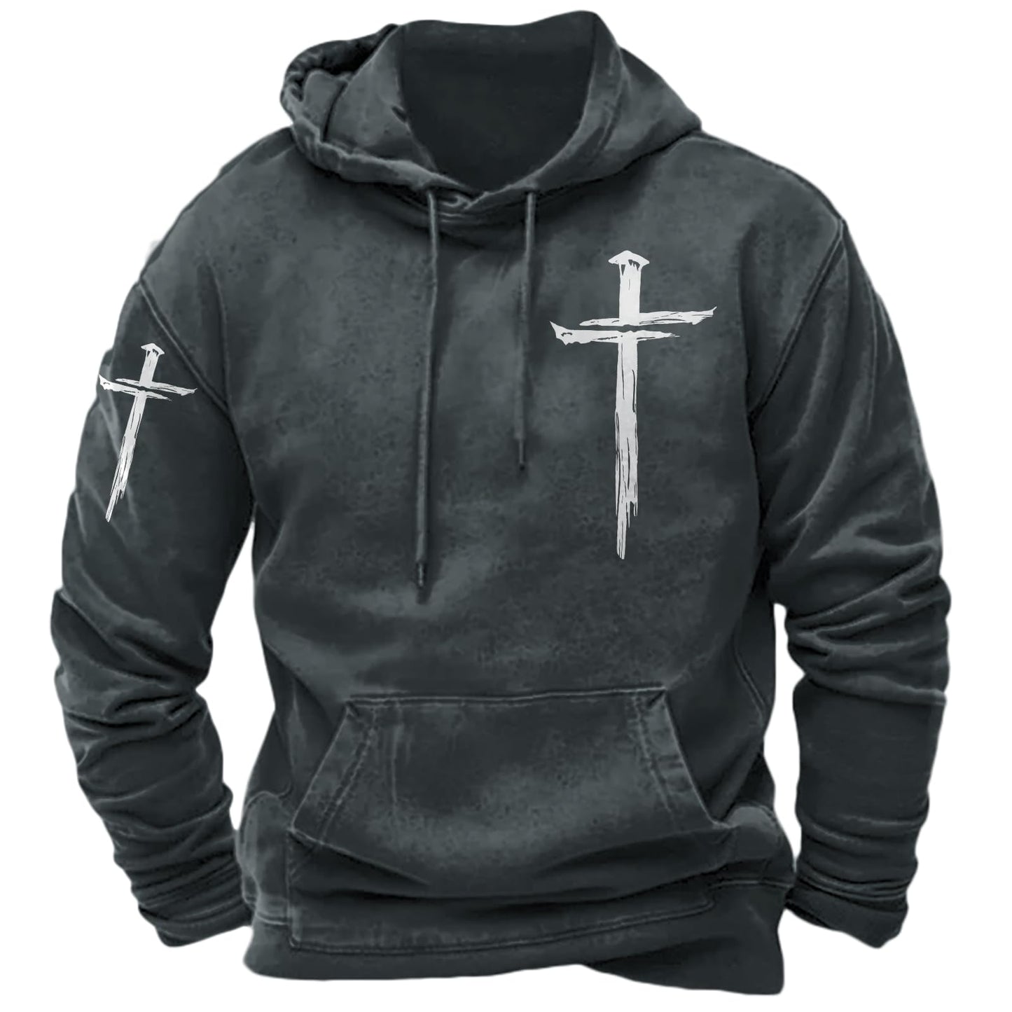 JiffPom Men's Christian Hoodies Pullover Retro Jesus Print Hooded Sweatshirts Casual Long Sleeve Drawstring Faith Hoodies