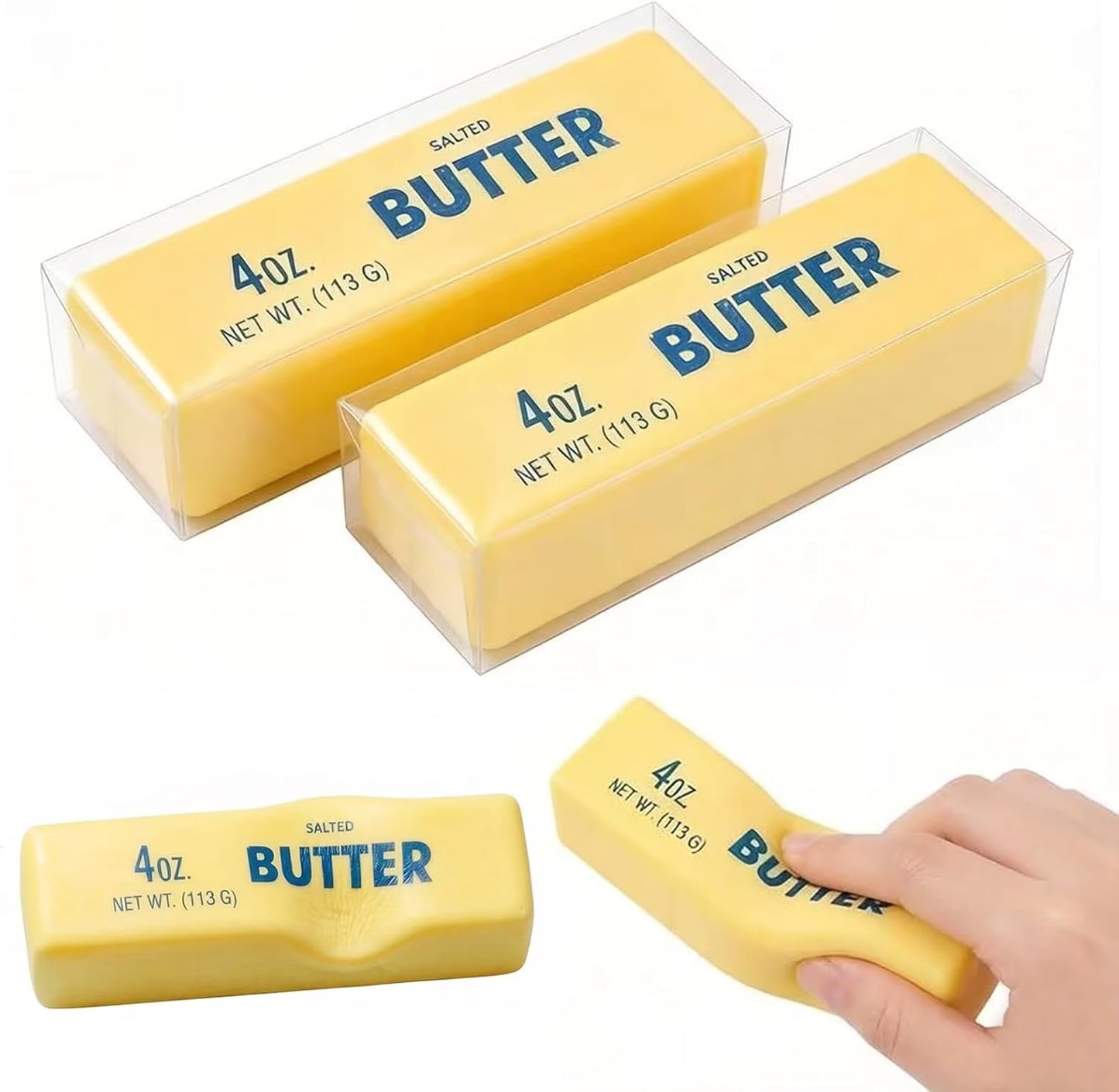 Kribee Stress Relief Toys, Salted Butter Stick Slow Rising Squeeze Toy Set Soft Fidget Toy for Figure Stress Relief Anxiety Sensory Gifts Hand Relax (2pc)