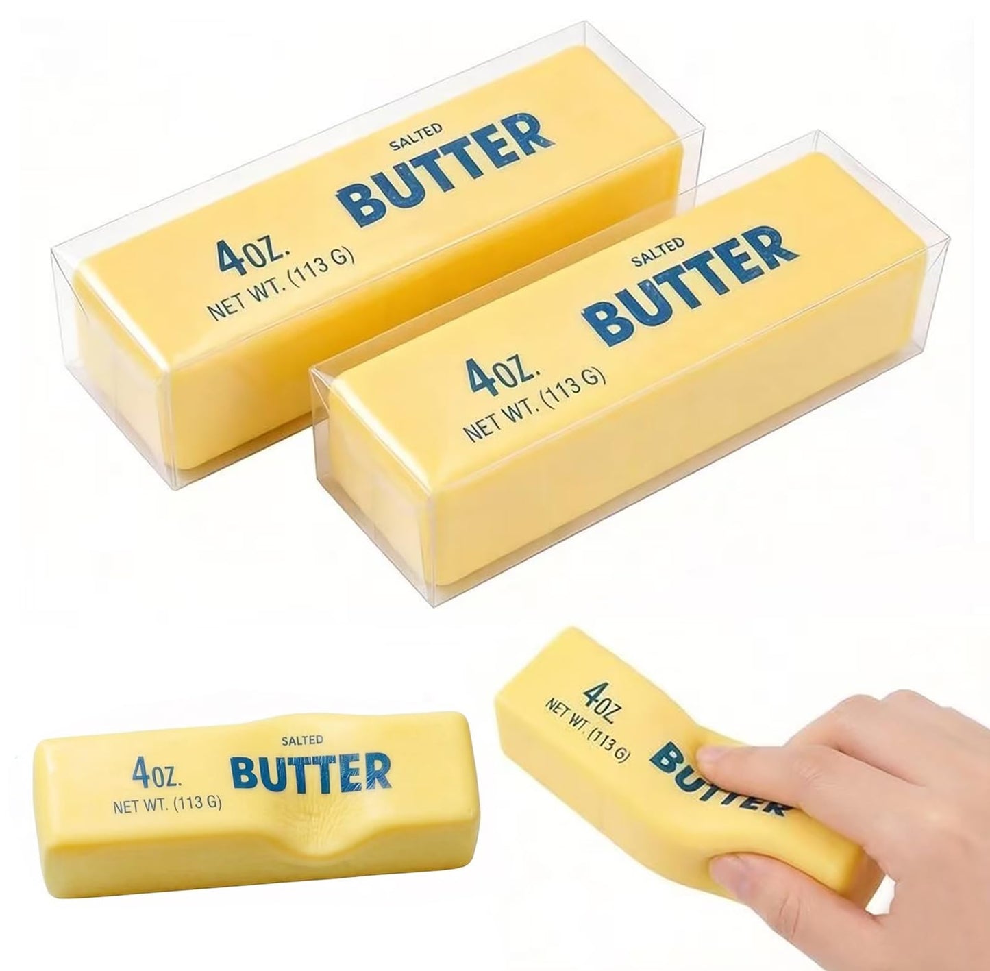 Kribee Stress Relief Toys, Salted Butter Stick Slow Rising Squeeze Toy Set Soft Fidget Toy for Figure Stress Relief Anxiety Sensory Gifts Hand Relax (2pc)