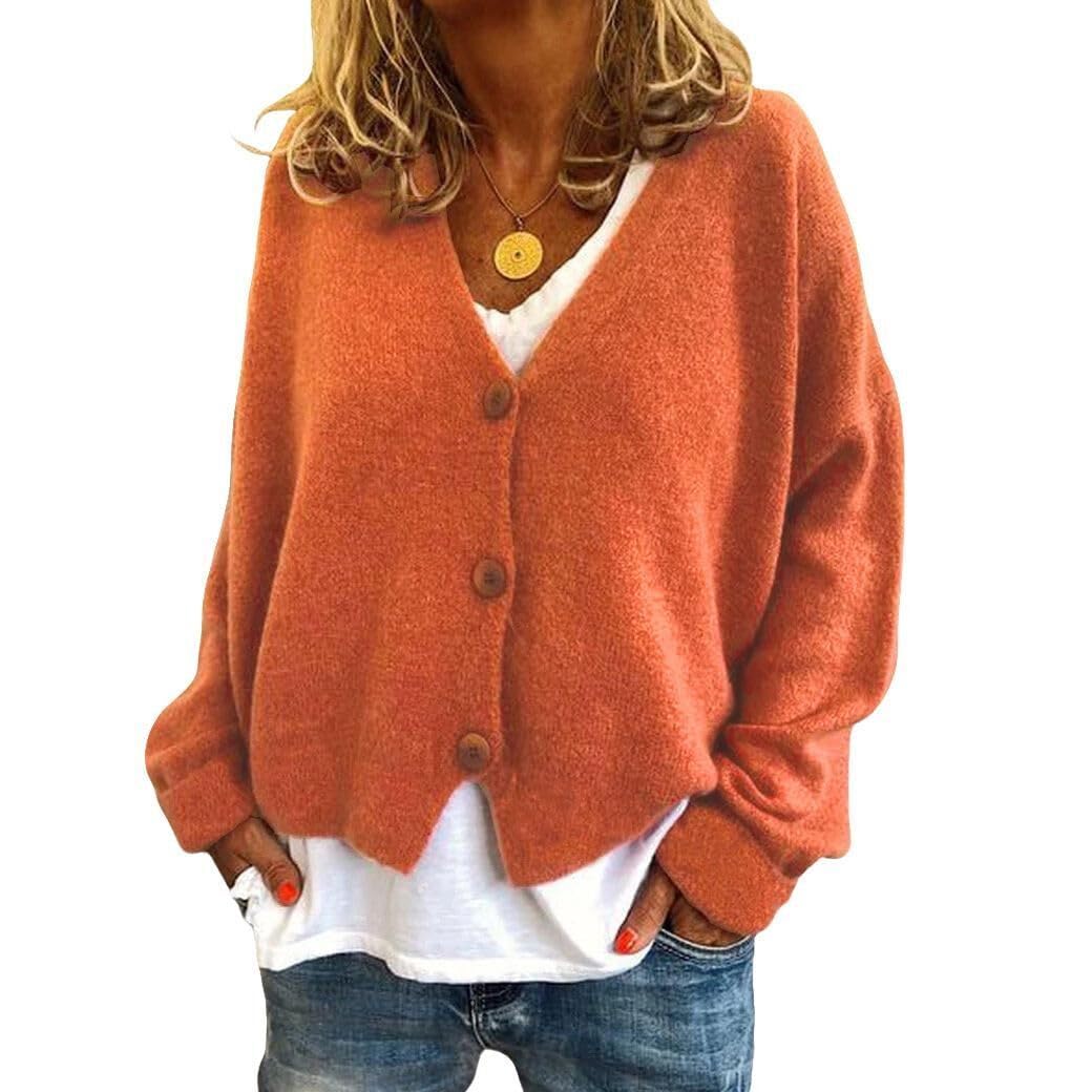 GYMTANK Women's V-Neck Cardigan | Lightweight Knit Button Down Fall Sweater | Casual Soft Open Front Sweater