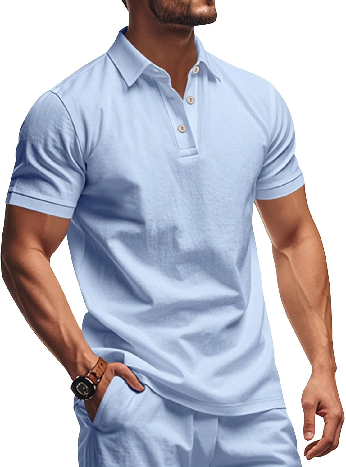 gukoo Polo Shirts for Men Lightweight Performance Short Sleeve Summer Tops Casual Collared Moisture Wicking Golf Shirts