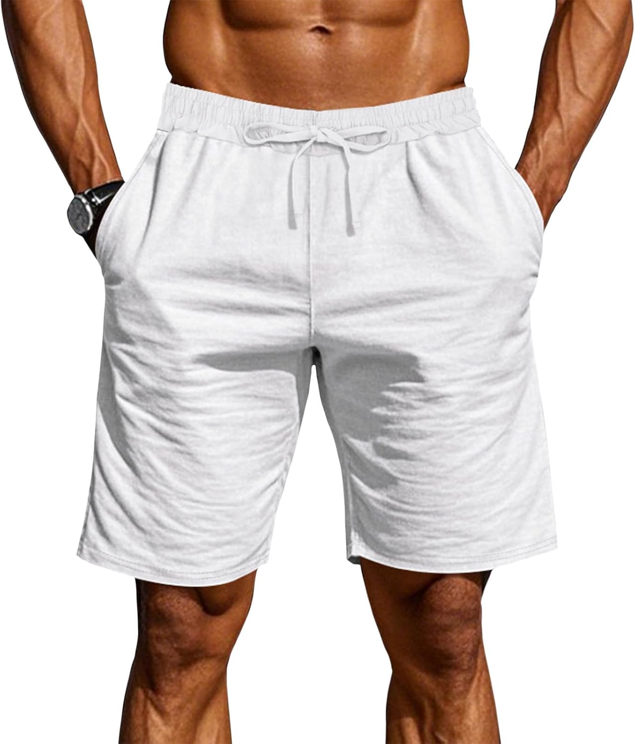 gukoo Mens Athletic Shorts Summer Stretchy Running Casual Wide Leg Cargo Drawstring High Waist Yoga Shorts with Pockets