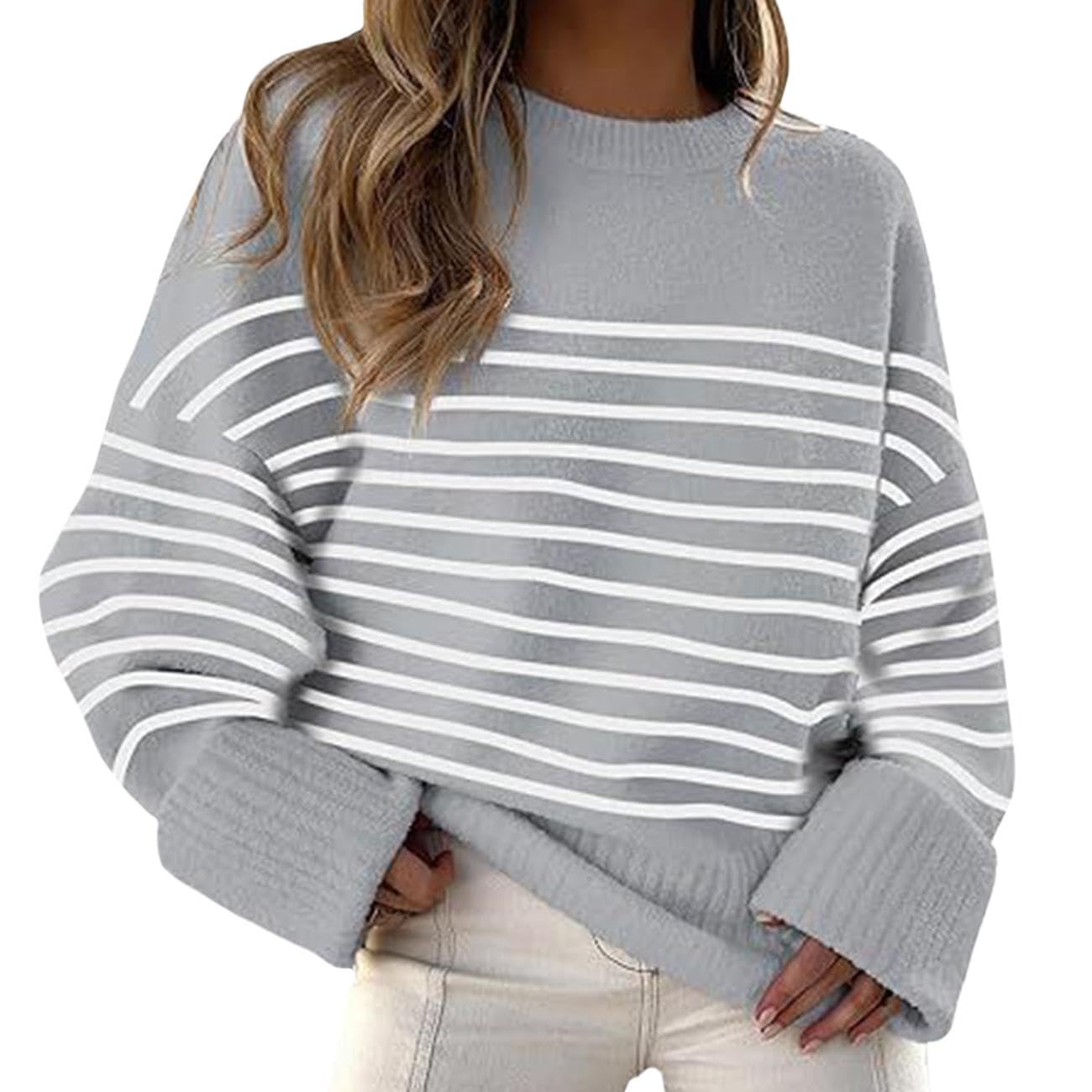 GYMTANK Sweater for Women 2025 Fall Winter Solid Crew Neck Long Sleeve Casual Loose Pullover Oversize Chunky Sweater