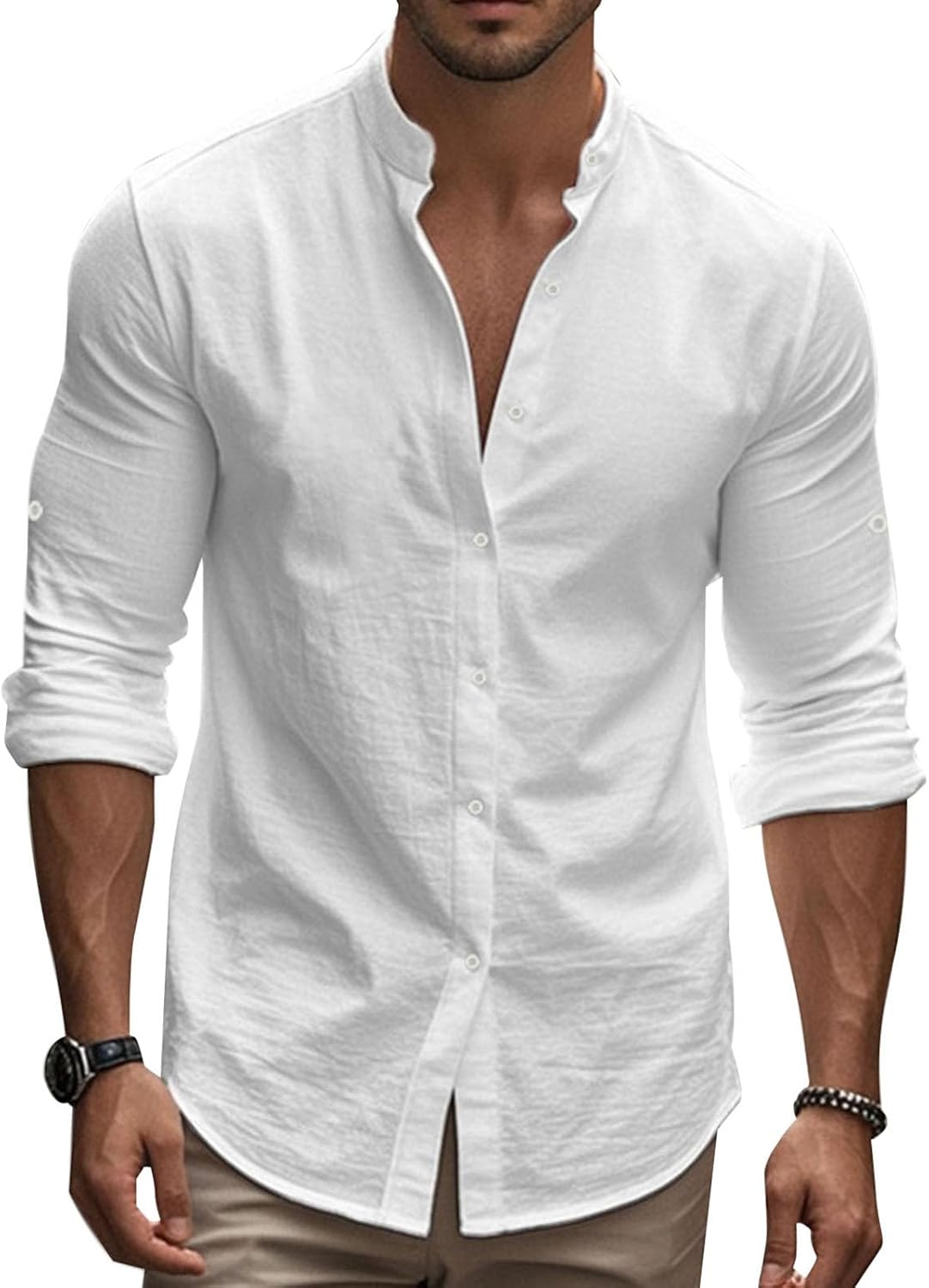 GYMTANK Mens Golf Shirts V Neck Pullover Button Down Collar Long Sleeve Business Casual Hippie Summer Beach Workout Tops