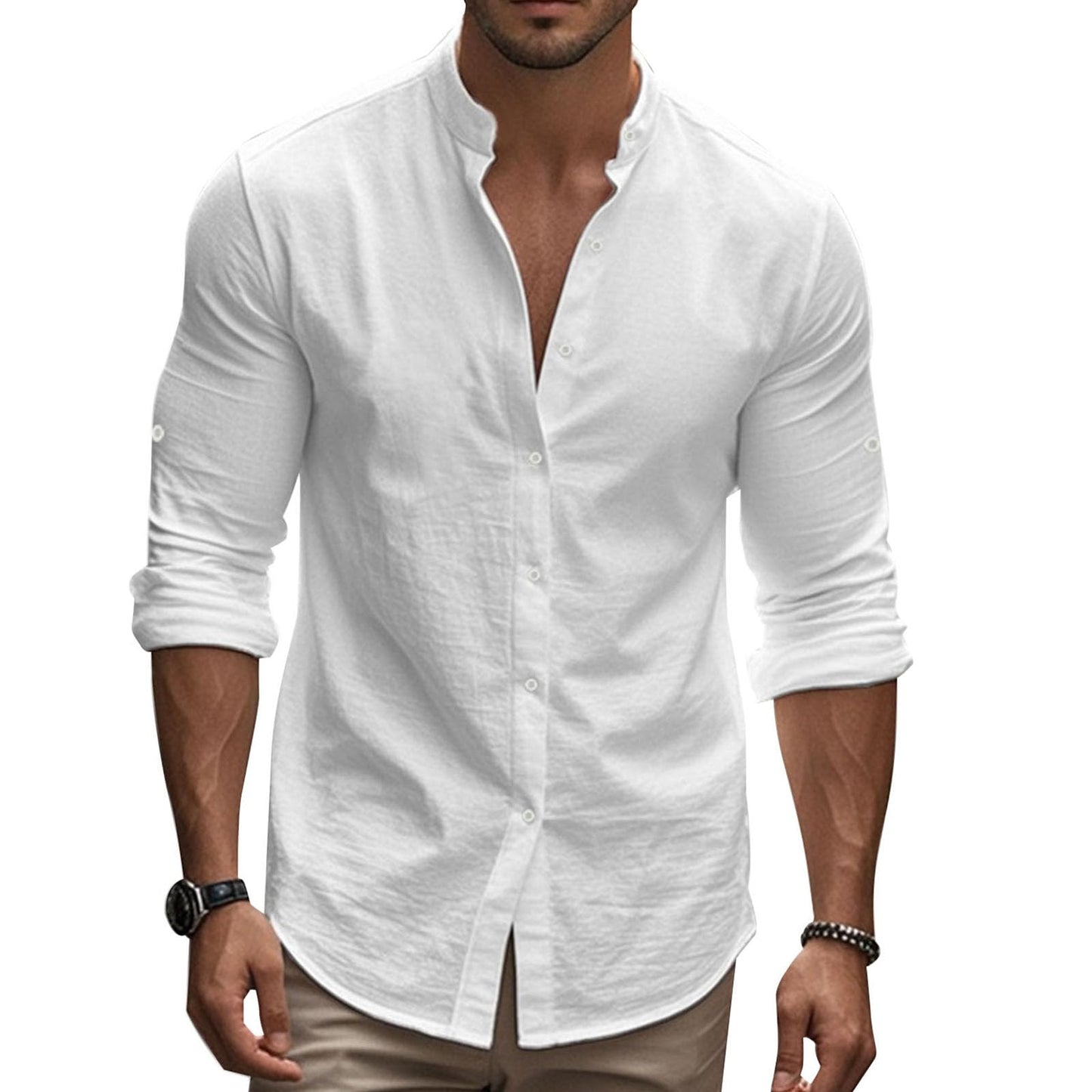 JiffPom Mens Golf Shirts V Neck Pullover Button Down Collar Long Sleeve Business Casual Hippie Summer Beach Workout Tops