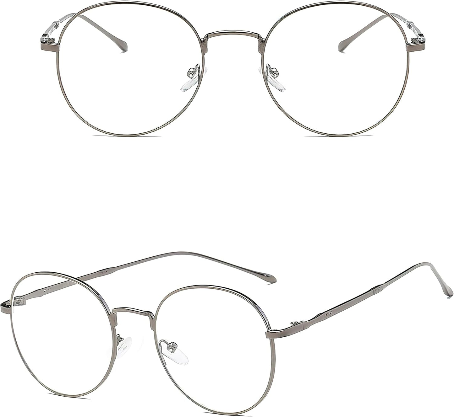 NAVARCH Women Round Retro Metal Frame Clear Lens Glass Vintage Glasses Clear Lens Glasses