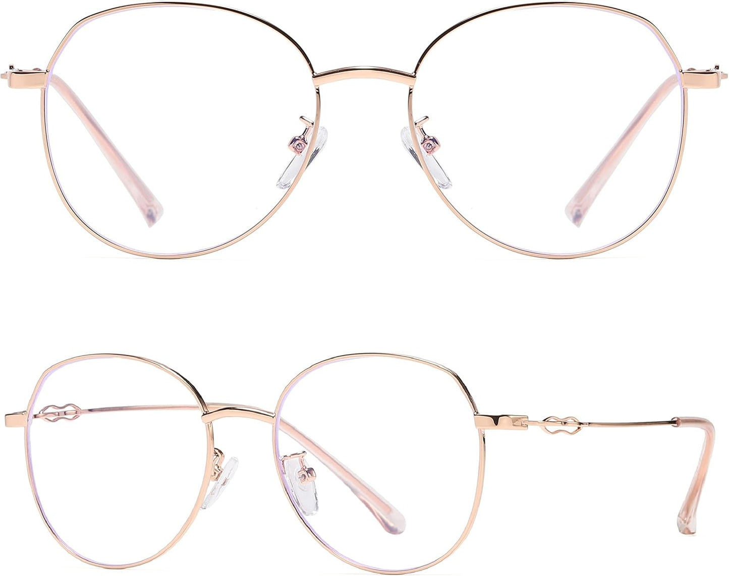NAVARCH Blue Light Blocking Glasses Round Metal Frame Clear Lens Glass Hipster Metal Frame Women Eyeglasses