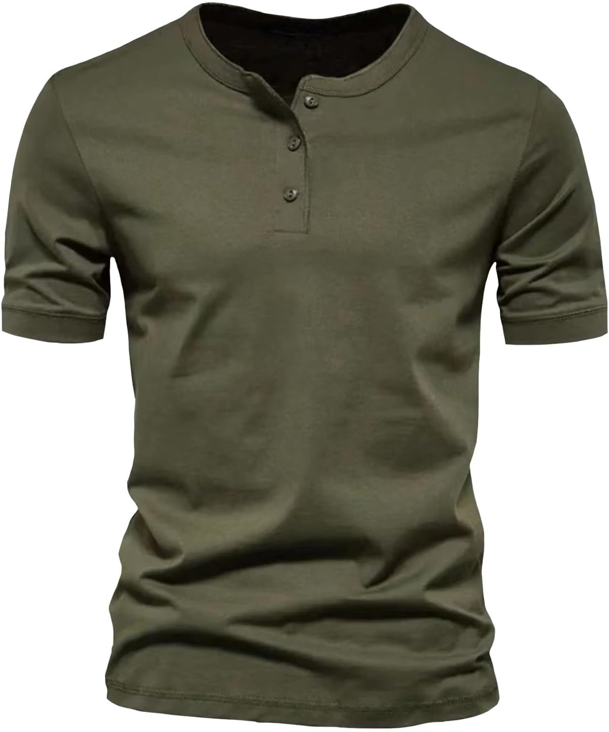 GYMTSL Mens Muscle Slim Henley Shirts Short Sleeve Solid Basic T-Shirt Gym Casual Workout Athletic Shirt Lightweight Tops