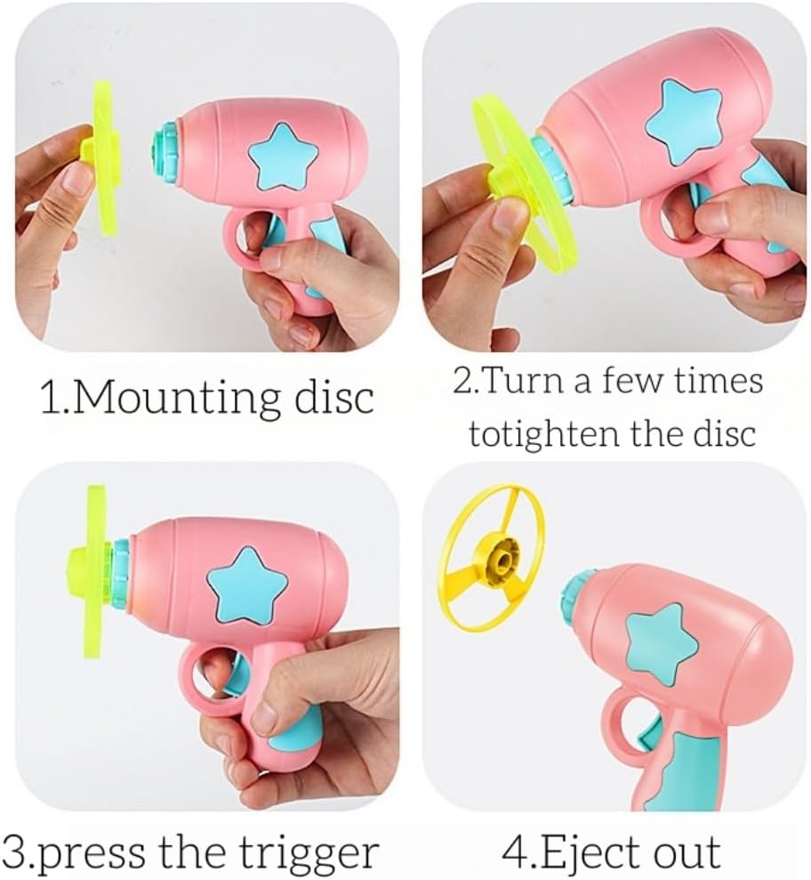 Kribee Cat Toy Disc Launcher, Interactive Cat Fetch Toys, Indoor Pet Bonding Play, Battery-Free Flying Propellers Chasing Toy, for Weight Loss & Exercise, Burn Energy & Relieve Anxiety (Pink)