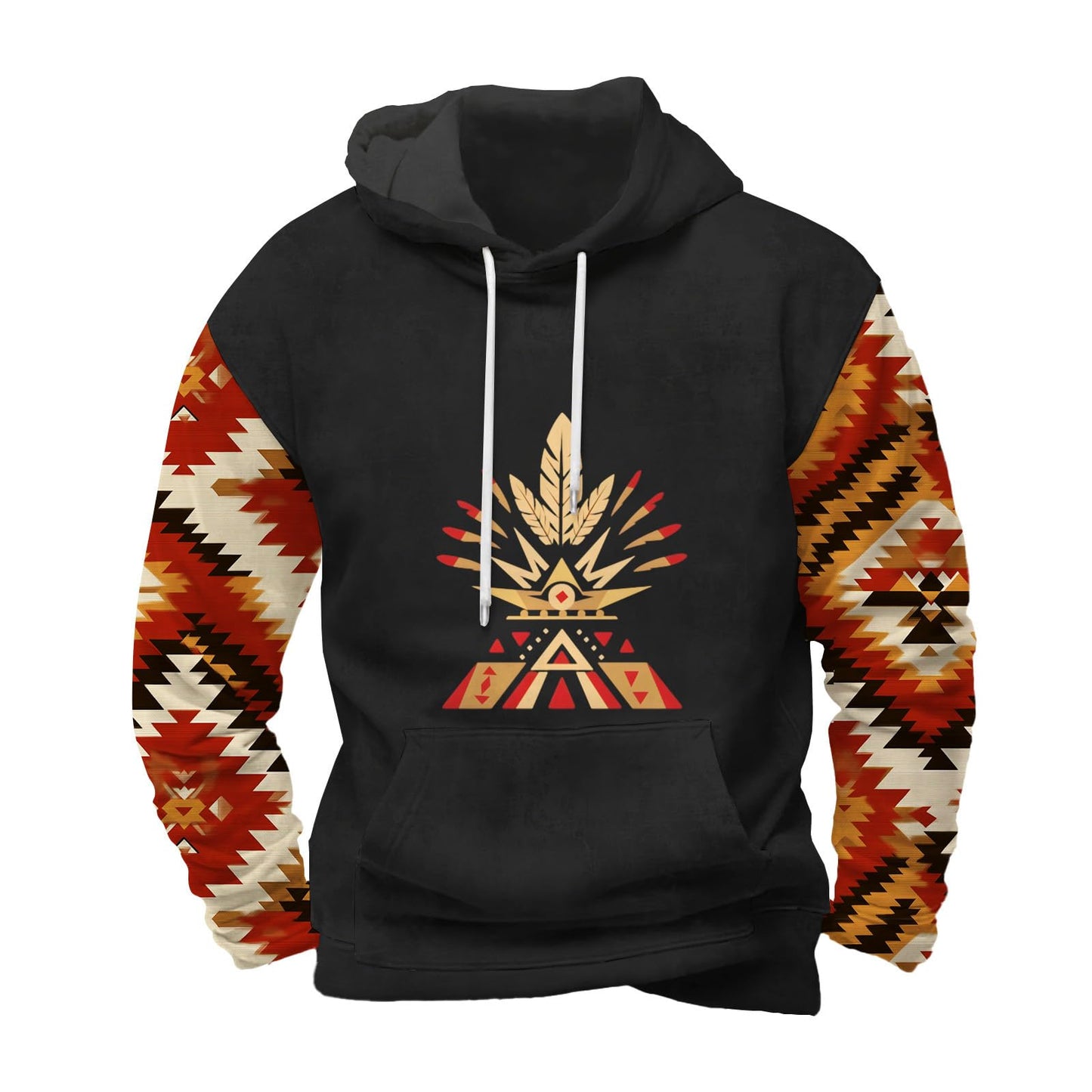 FONDBERYL Mens Aztec Hoodies Western Cowboy Hooded Sweatshirt Vintage Graphic Print Fashion Pullover Tops with Pocket