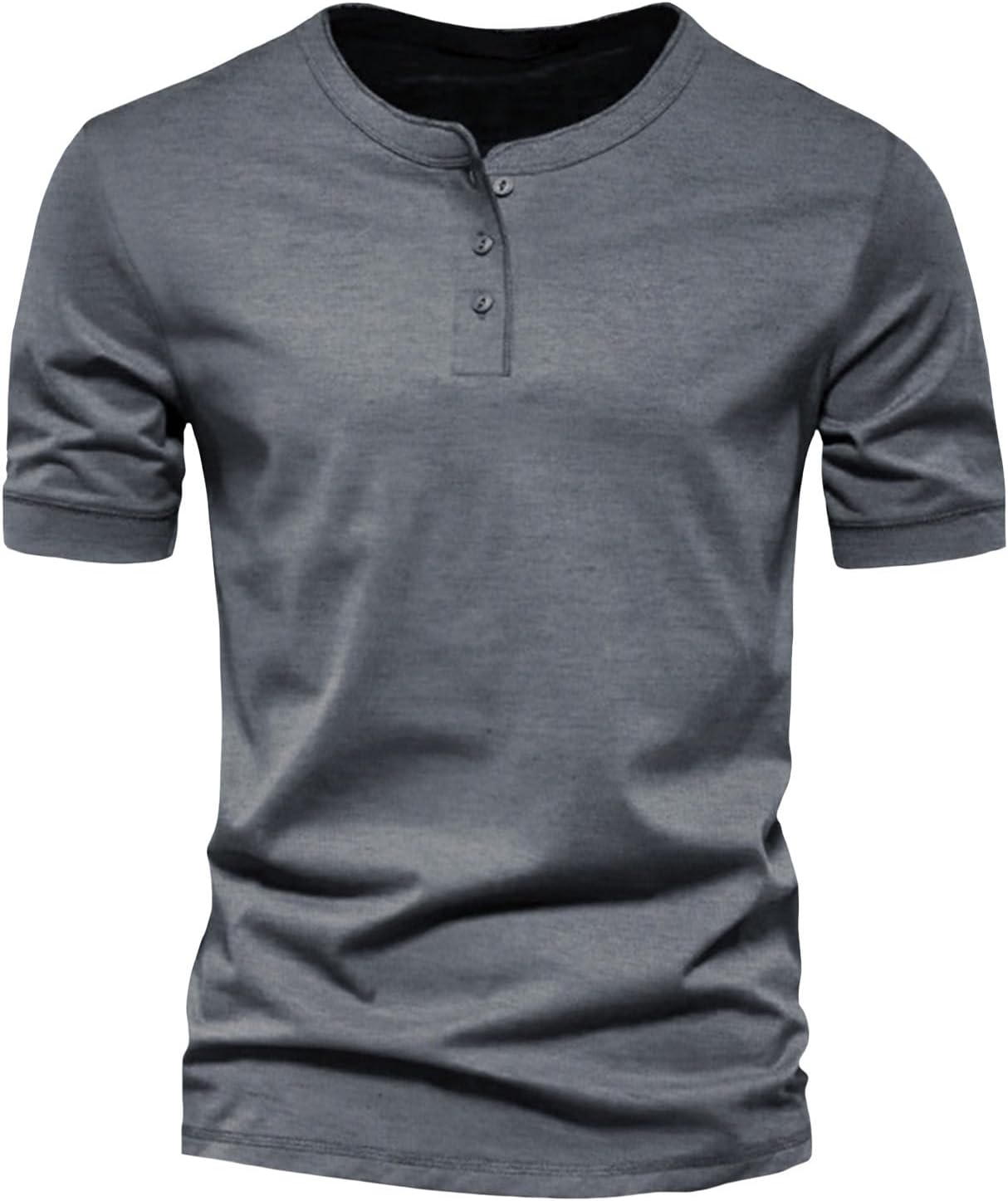 GYMTSL Mens Muscle Slim Henley Shirts Short Sleeve Solid Basic T-Shirt Gym Casual Workout Athletic Shirt Lightweight Tops