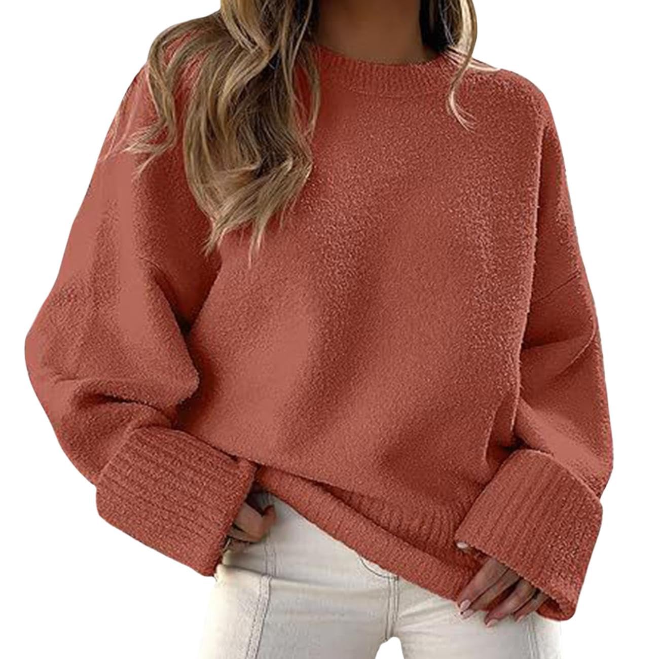 GYMTANK Sweater for Women 2025 Fall Winter Solid Crew Neck Long Sleeve Casual Loose Pullover Oversize Chunky Sweater