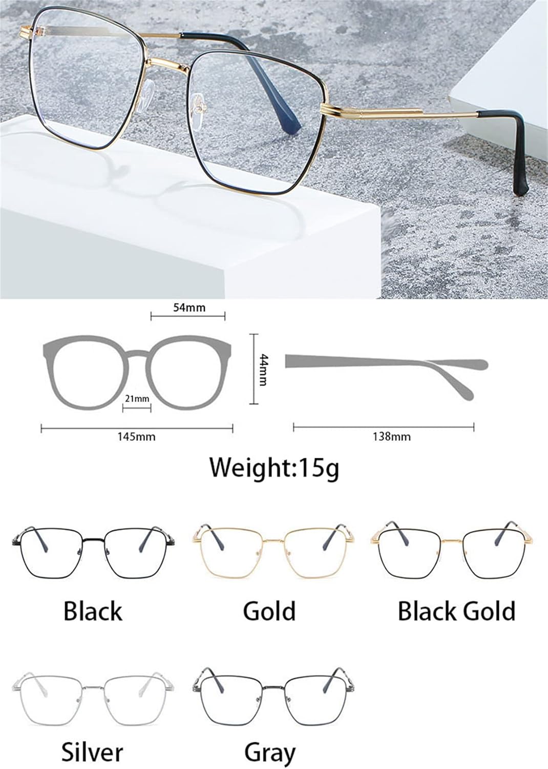 Embryform Blue Light Blocking Glasses women Retro metal square Eyeglasses Non-Prescription for Men Women
