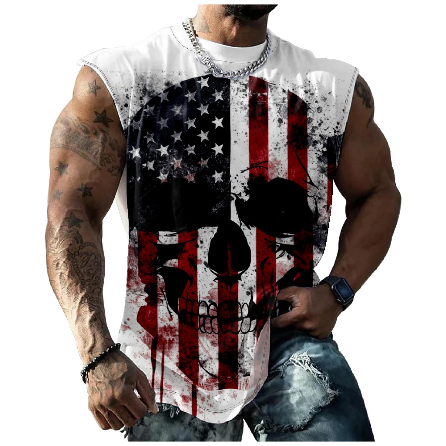 NAVARCH Mens Tank Tops Novelty 3D Printed Summer Casual Loose Workout Sleeveless Shirts Quick Dry Breathable Tops