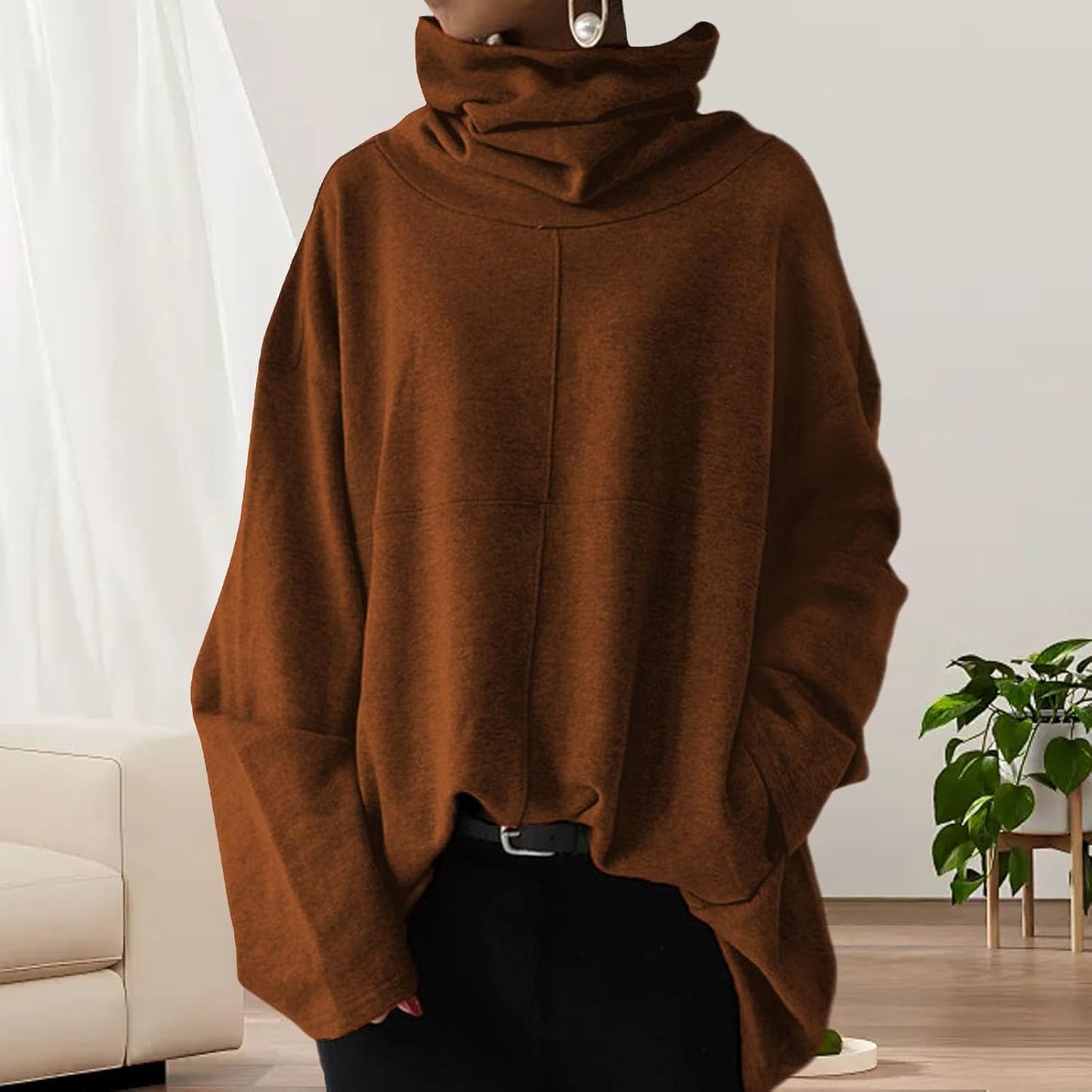 GYMTSL Oversized Turtleneck Sweatshirt for Women Plus Size Long Sleeve Pullover Casual Trendy High Neck Mock Neck Tops