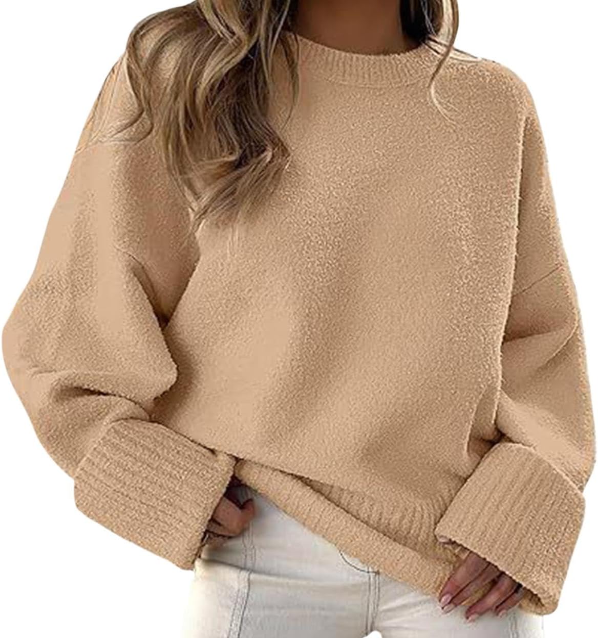 GYMTANK Sweater for Women 2025 Fall Winter Solid Crew Neck Long Sleeve Casual Loose Pullover Oversize Chunky Sweater